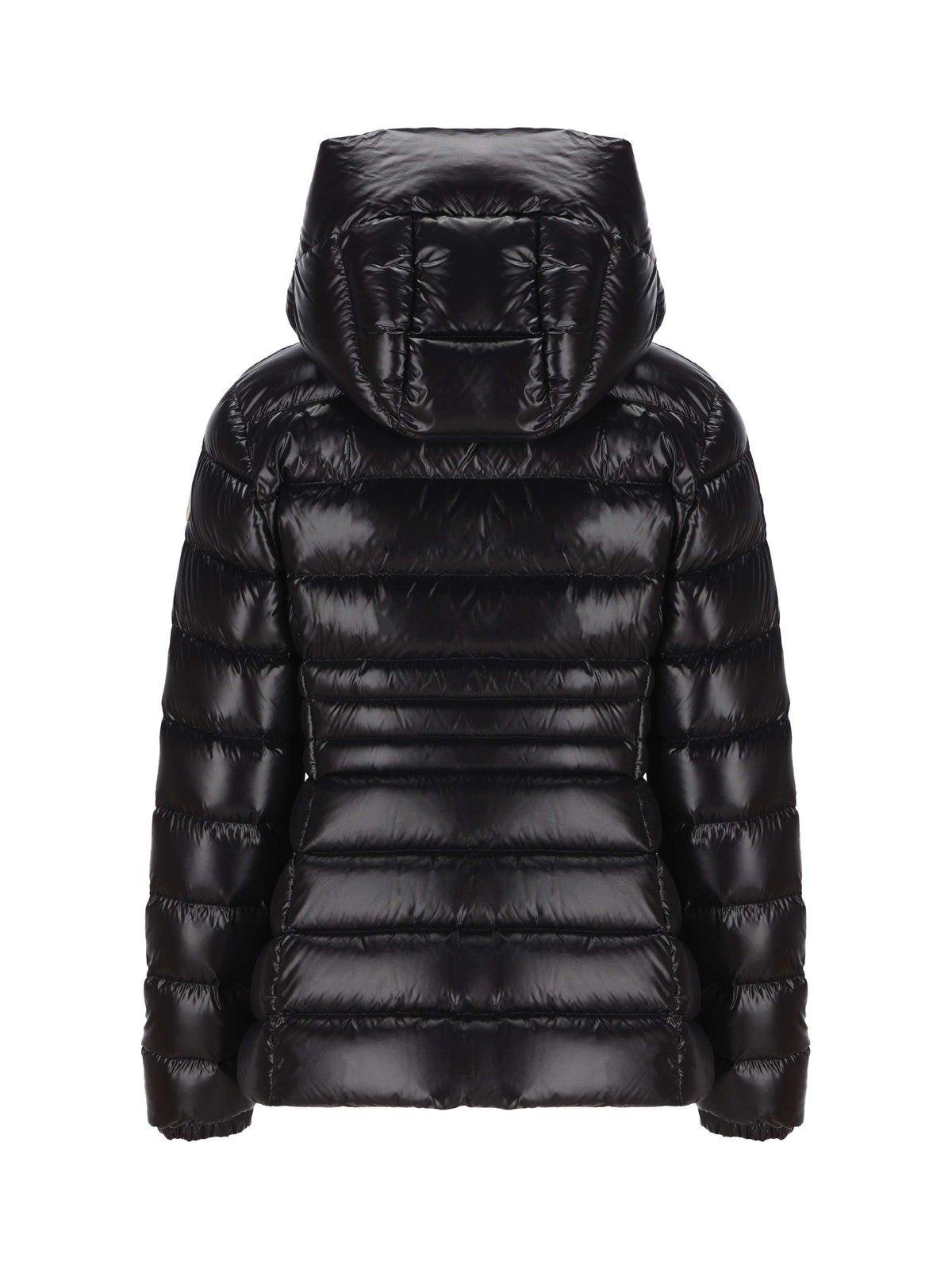 Moncler Logo Patch Zip-up Puffer Jacket in Black | Lyst
