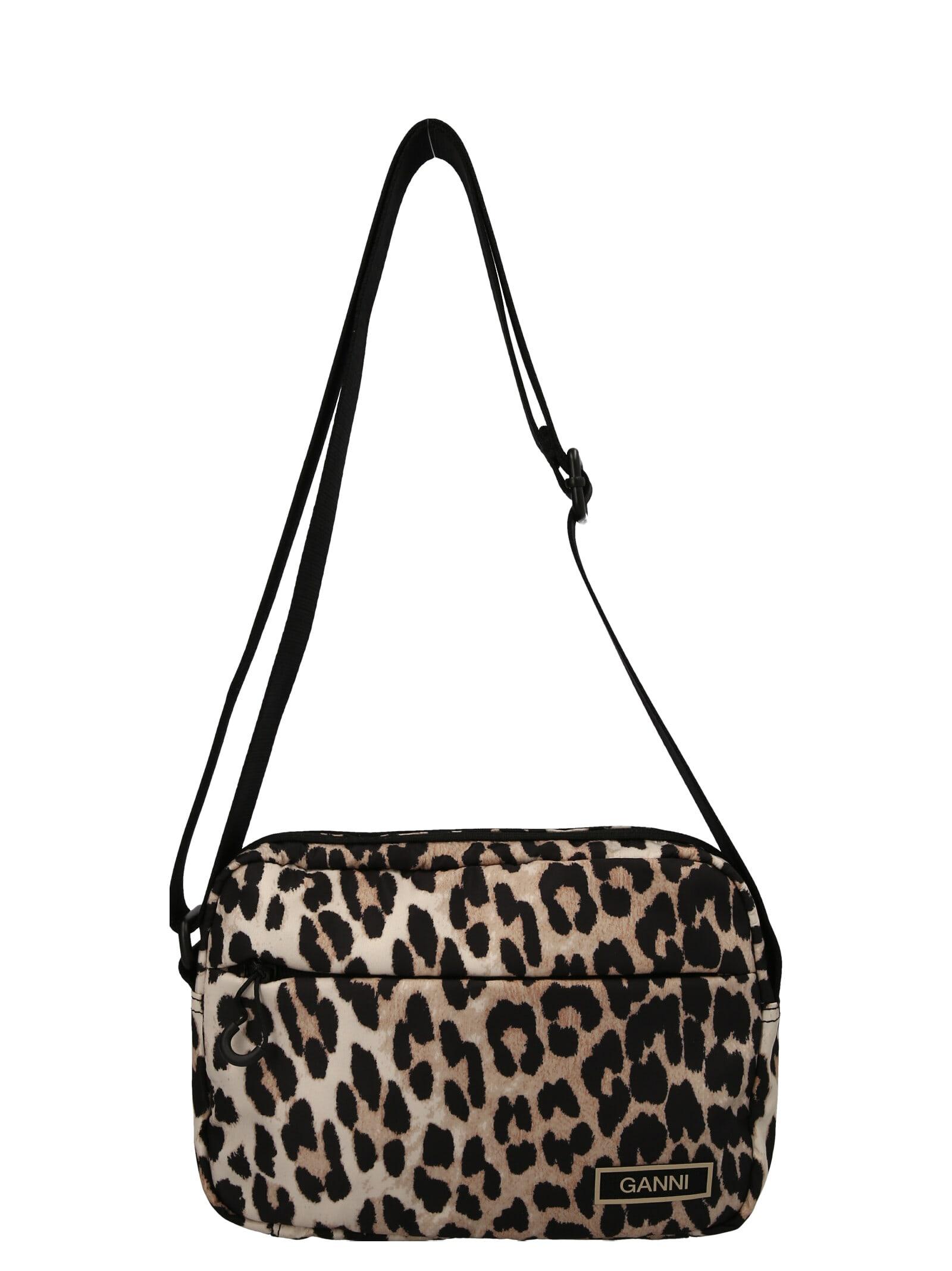 Ganni Tech Leopard Crossbody Bag in Black | Lyst