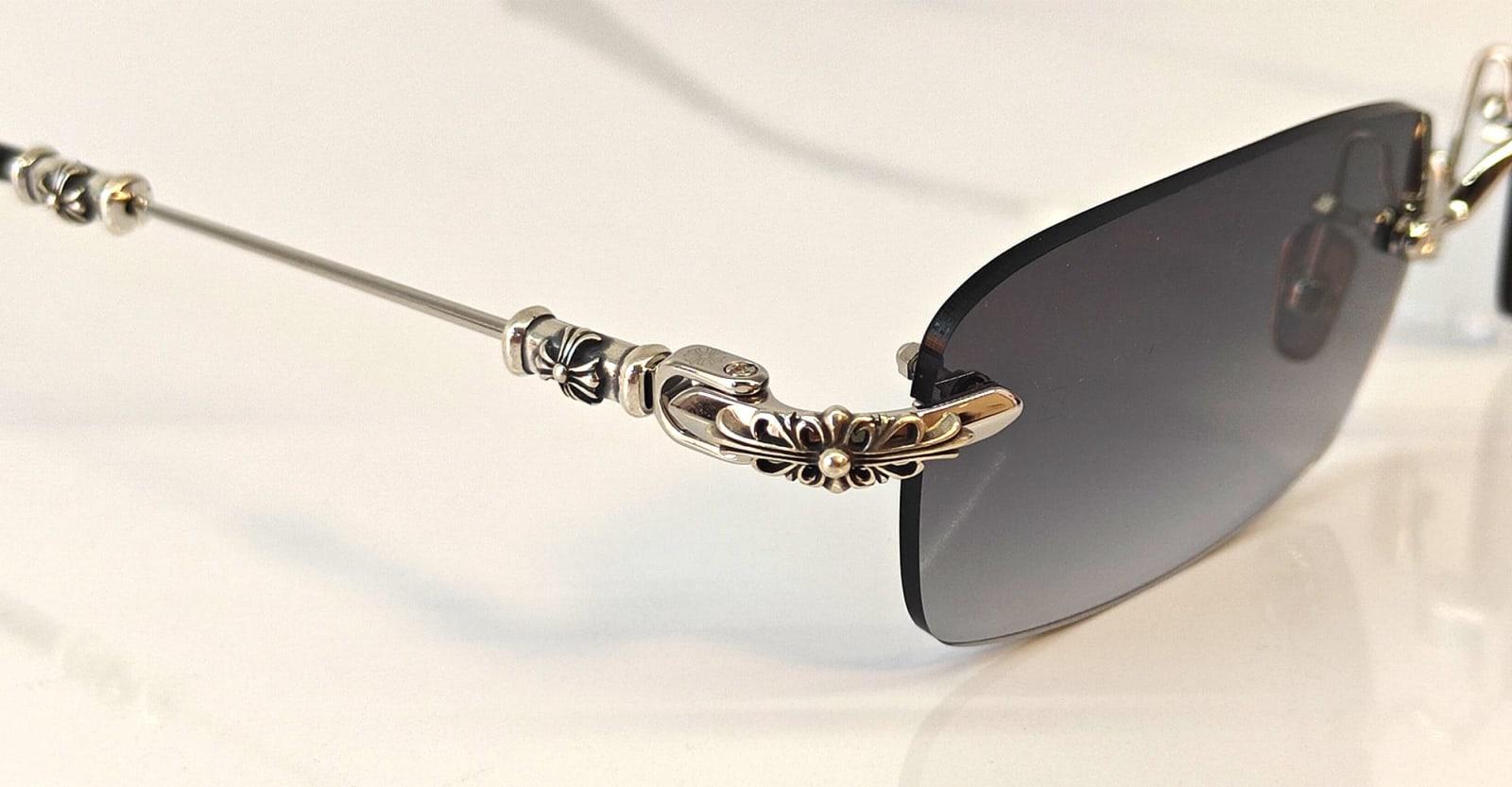 Chrome Hearts Pills Iii - Shiny Silver - Black Sunglasses for Men 