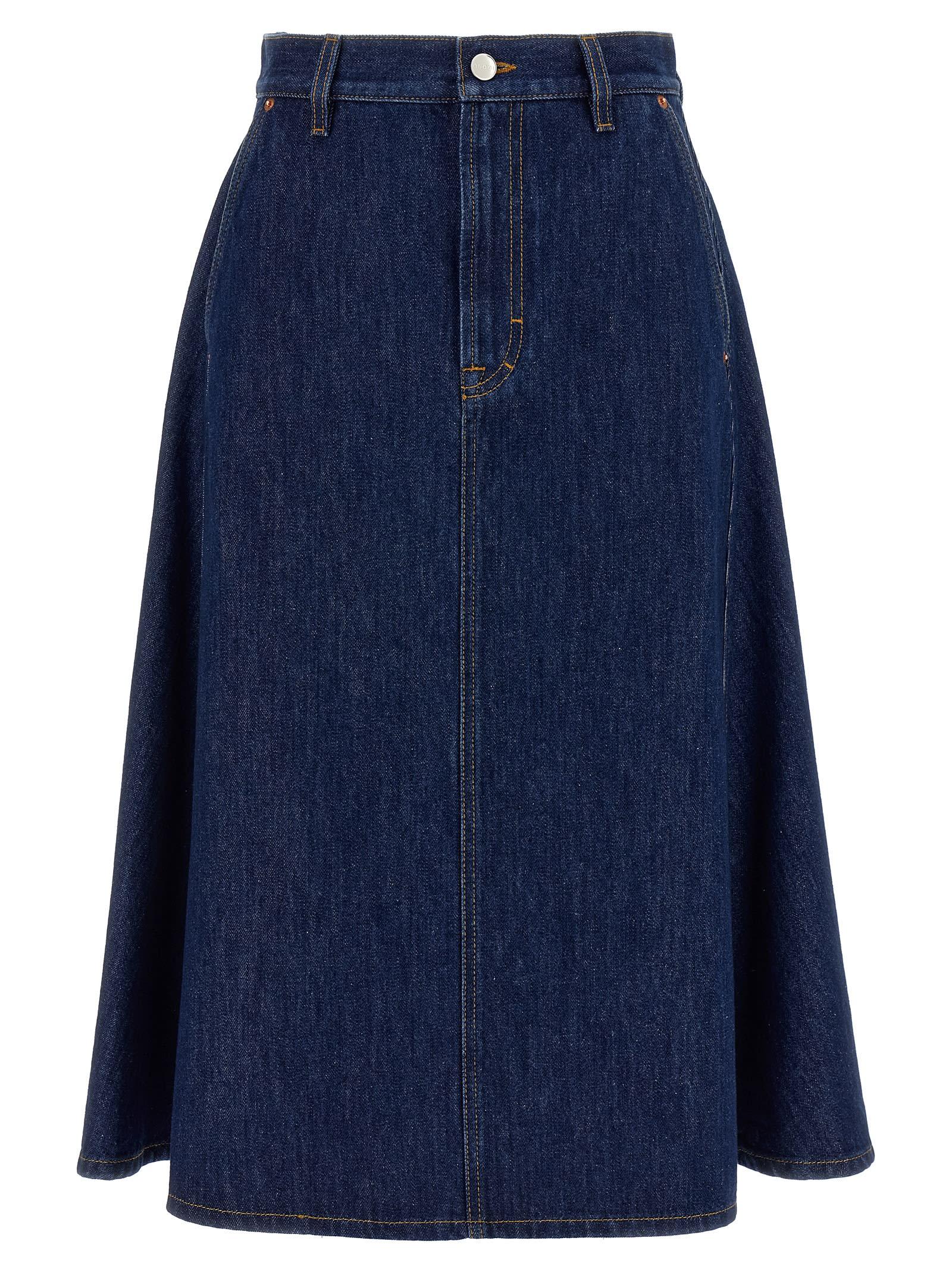 Gucci Denim Skirt in Blue | Lyst