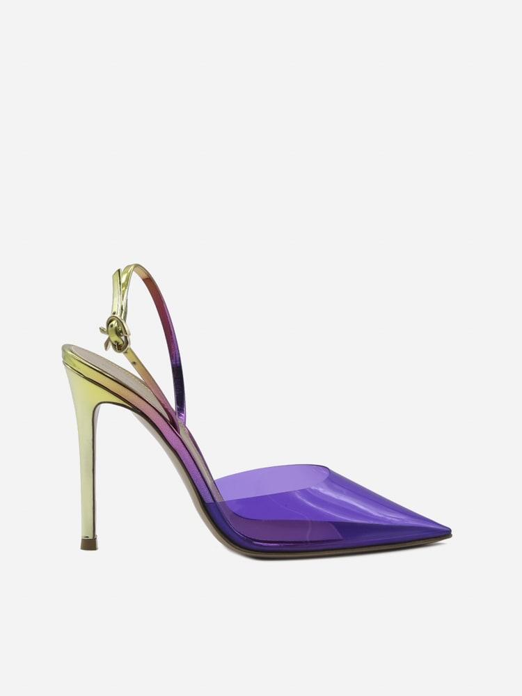 Gianvito Rossi Ribbon Dorsay Slingback Décolleté In Leather And Pvc in ...