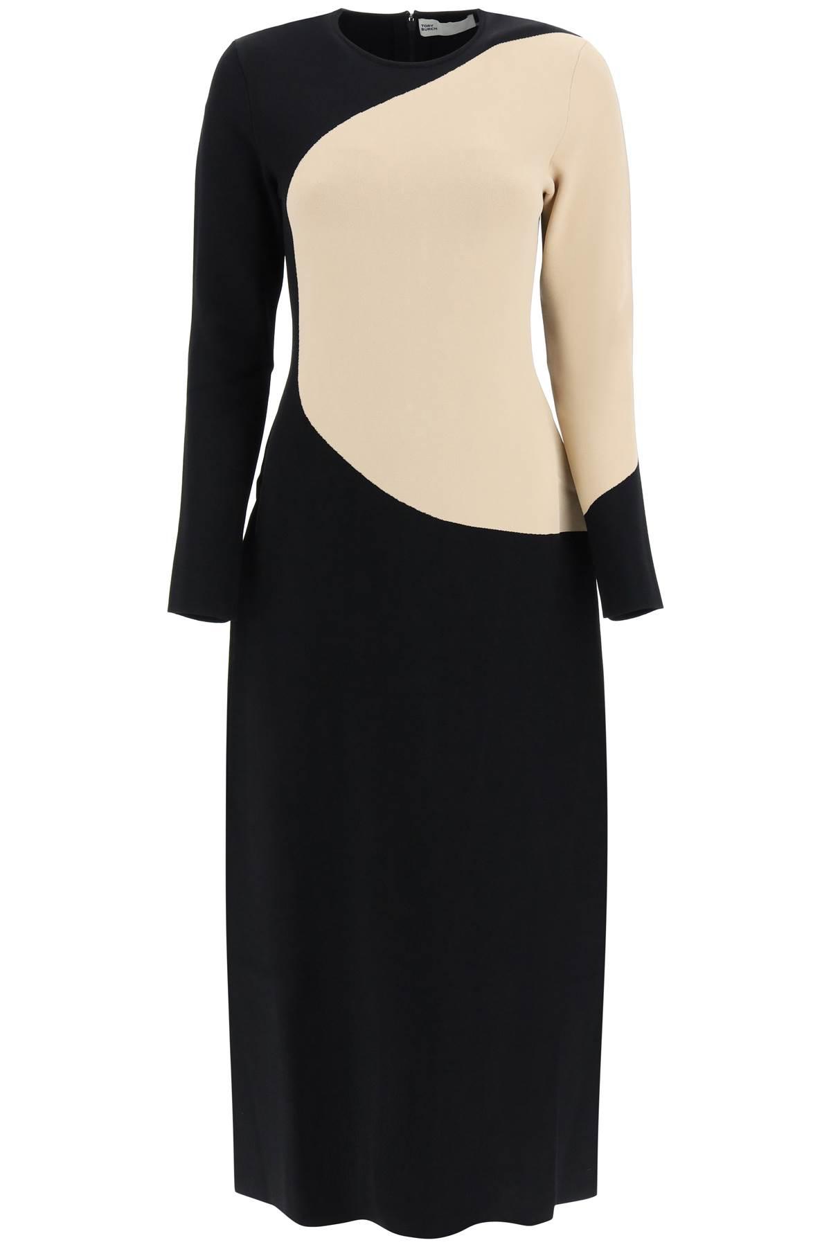 Tory Burch Color-block Knit Dress in Black | Lyst