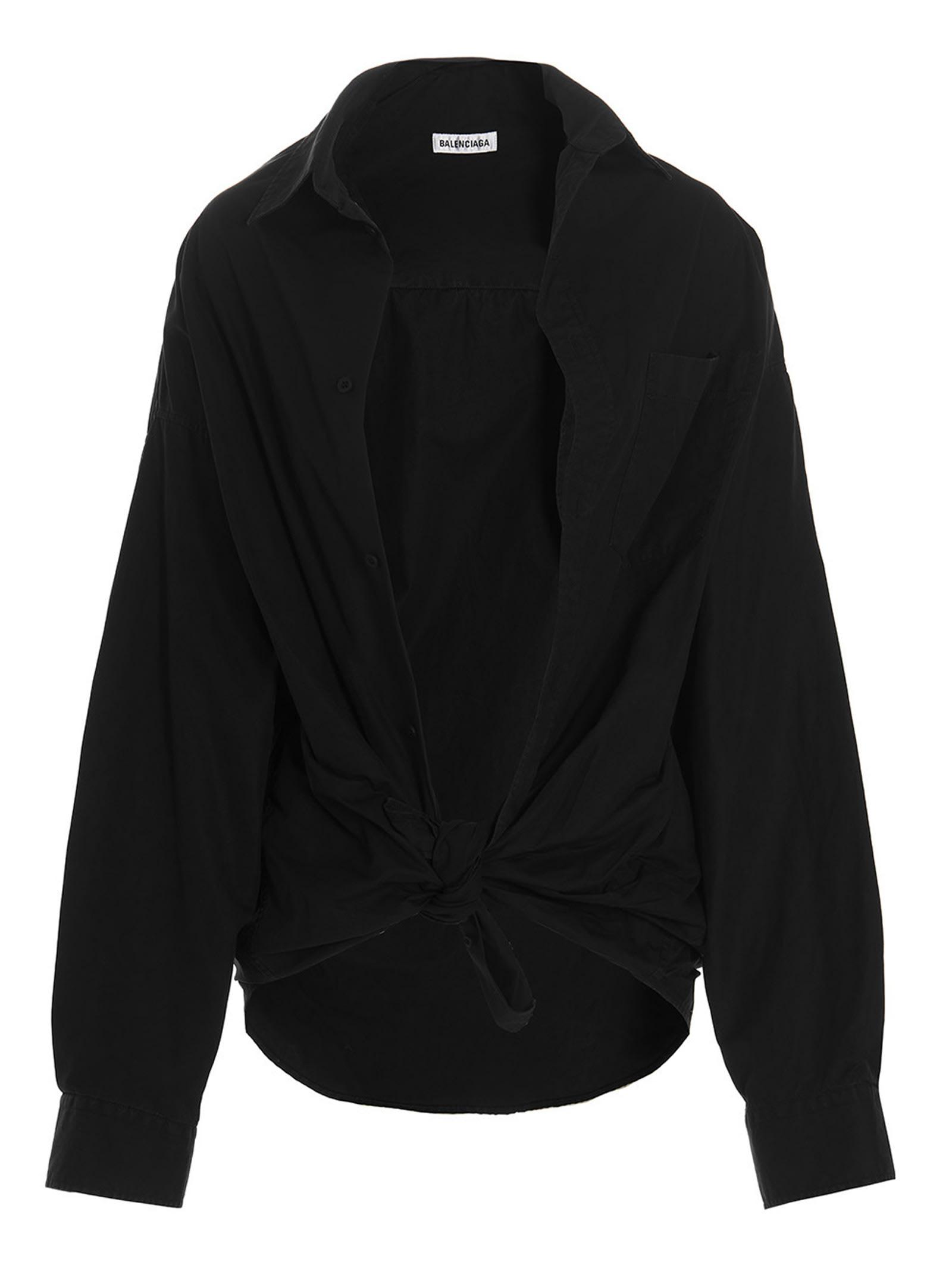 Balenciaga Lifted Collar Shirt in Black | Lyst