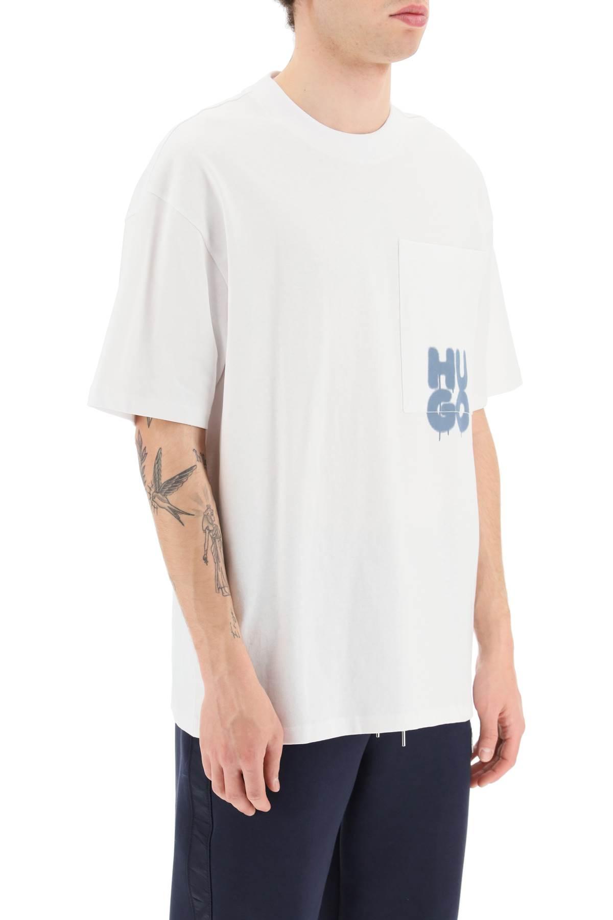 HUGO Graffiti Logo Dampato T-shirt in White for Men | Lyst