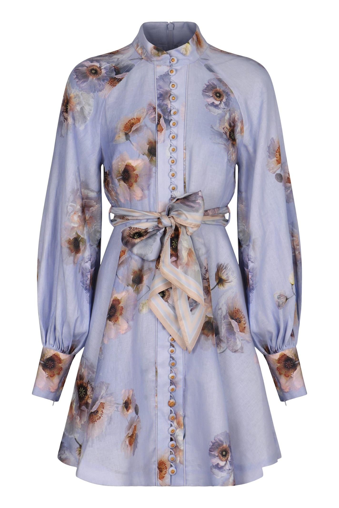 Zimmermann Mini Dress With Buttons Hypnotic in Blue Lyst UK