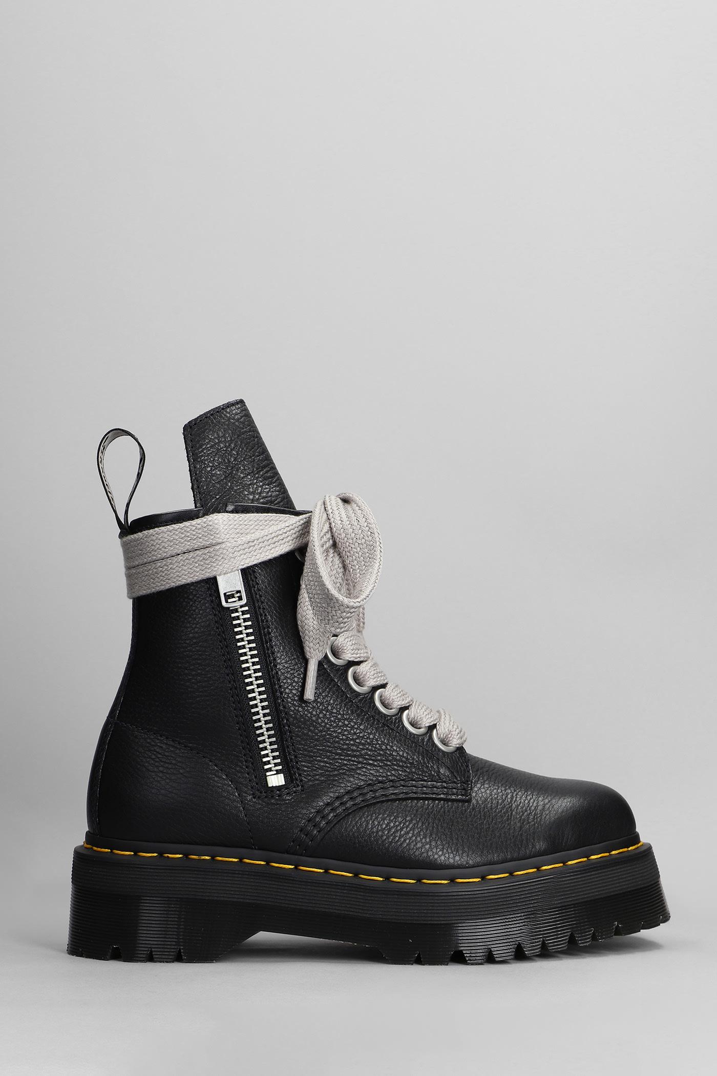 Rick Owens X Dr. Martens 1460 Quad Ro Combat Boots In Black Leather for Men  | Lyst