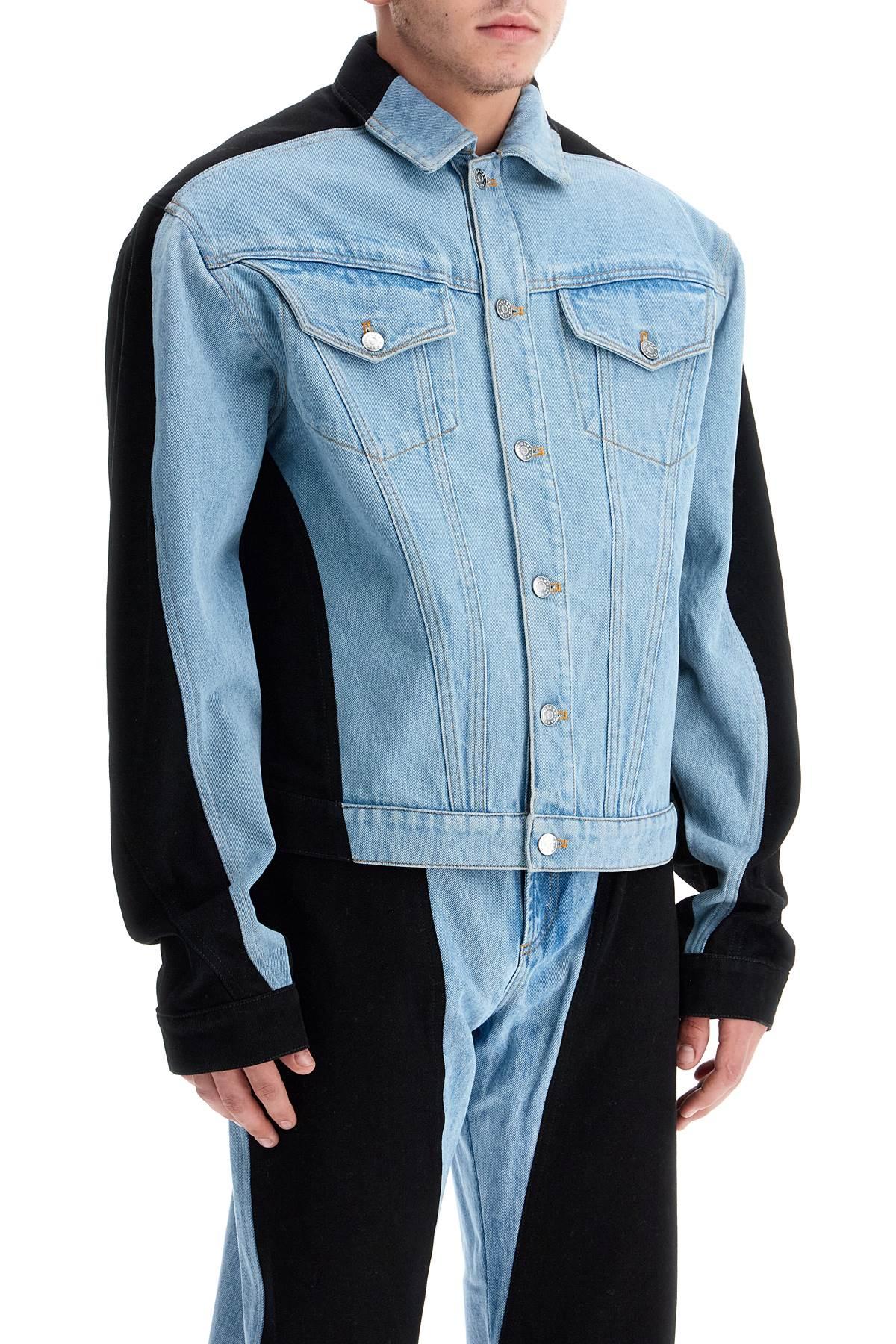 Mugler Two-Tone Denim Jacket in Blue for Men | Lyst