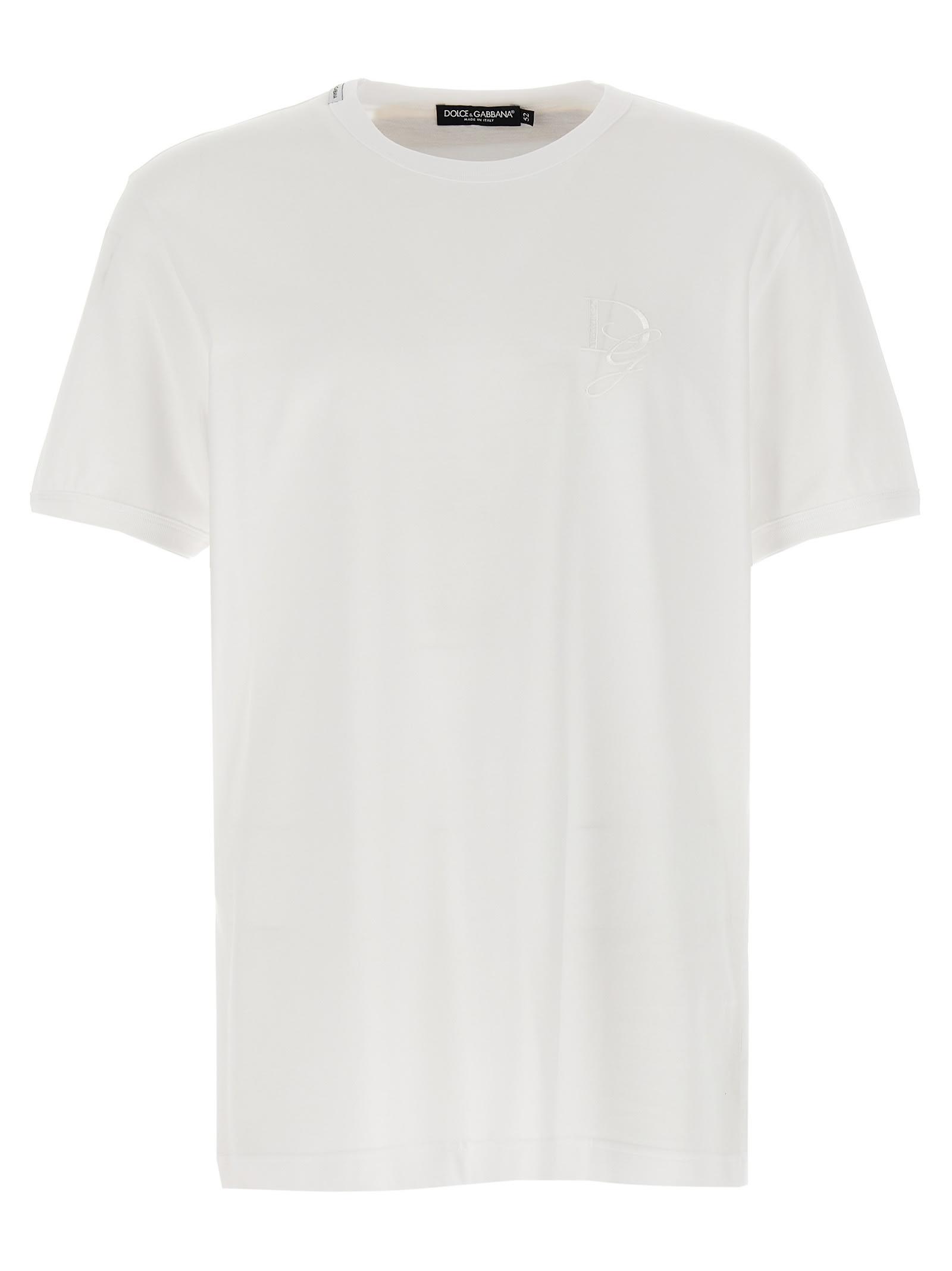 Dolce Gabbana Logo Embroidery T Shirt in White for Men Lyst