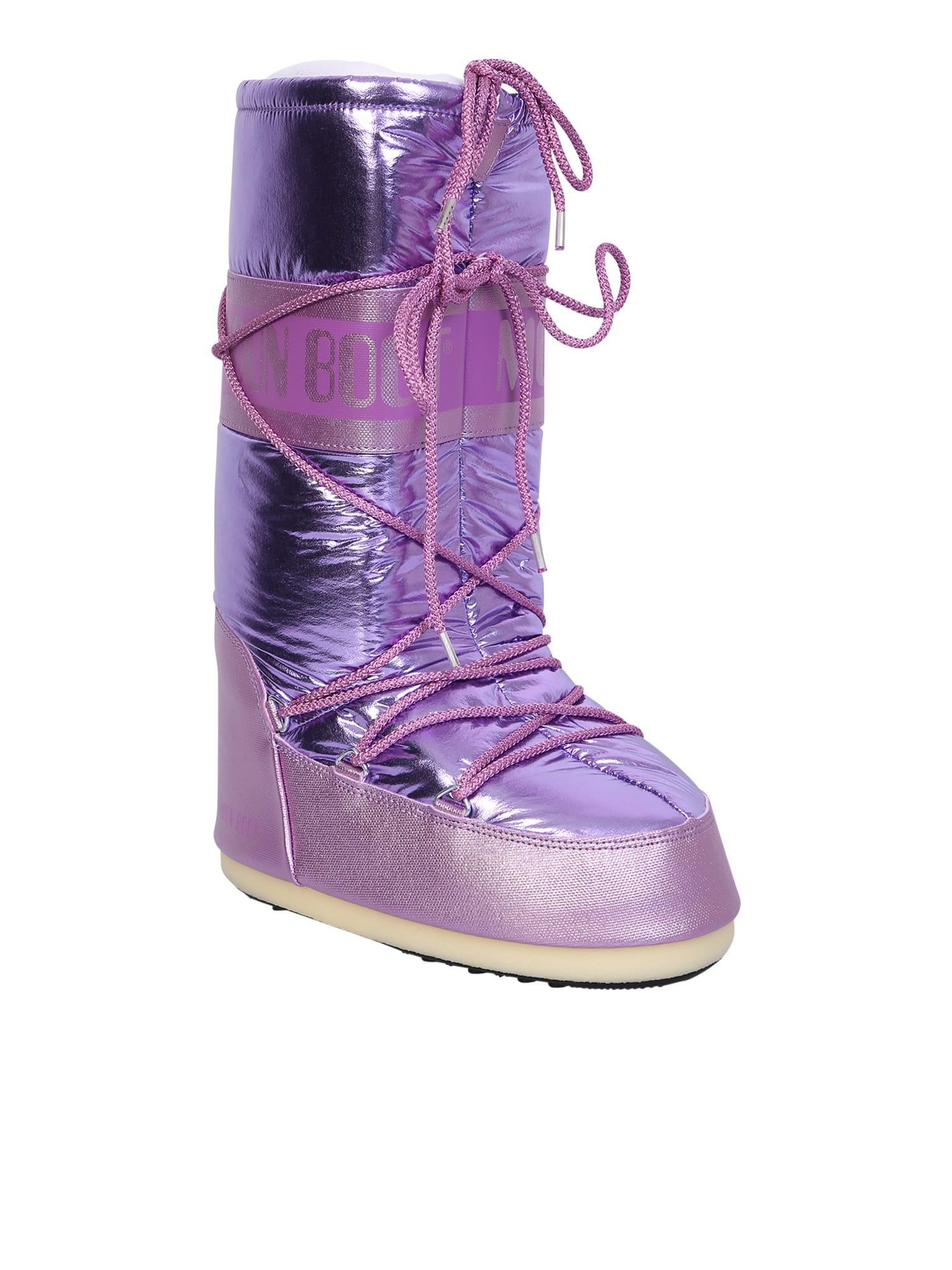 Moon Boot Icon Metallic Boots in Purple | Lyst
