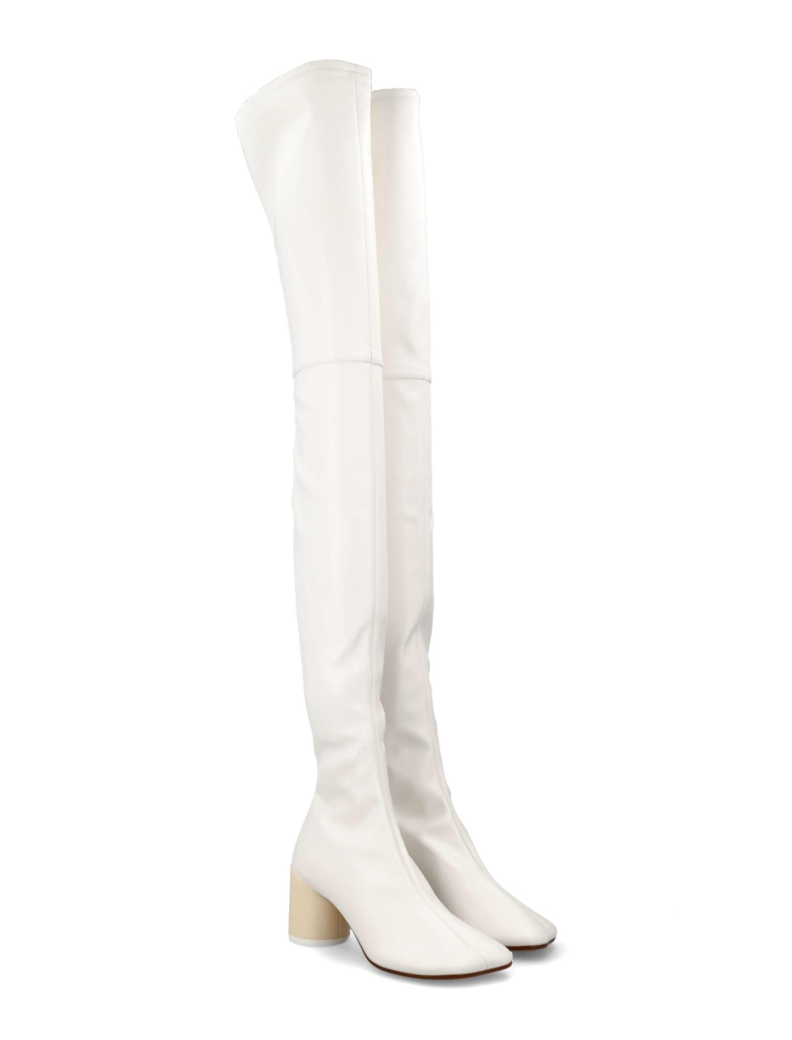 MM6 by Maison Martin Margiela Synthetic Overknee Boots in White | Lyst