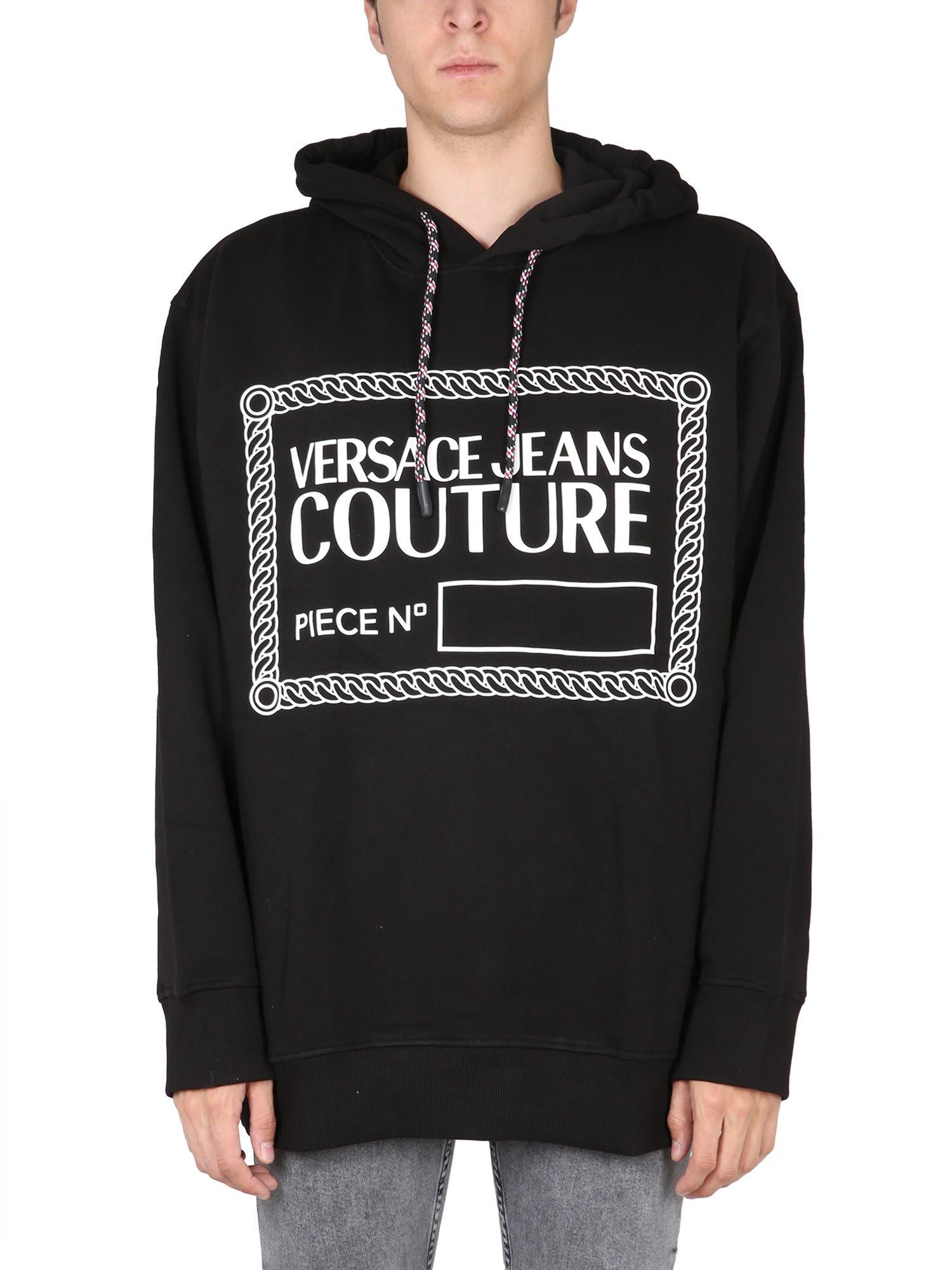 Versace Jeans Couture Logo Hoodie in Black for Men | Lyst