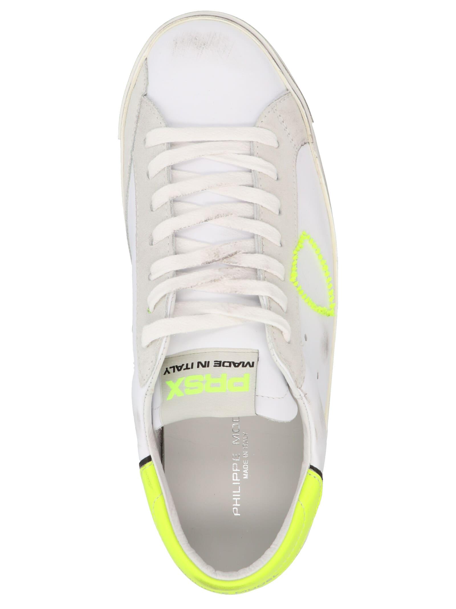 White Philippe Model Leather Prsx Sneakers in Yellow Mens Trainers Philippe Model Trainers Save 10% for Men 