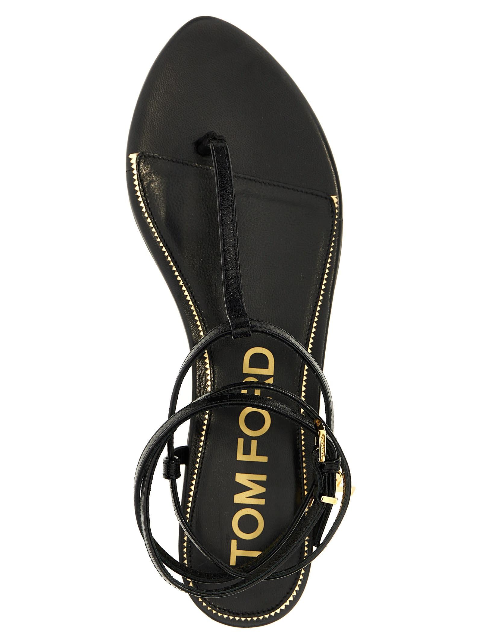 Tom Ford Padlock Detail Thong Sandals in Black | Lyst