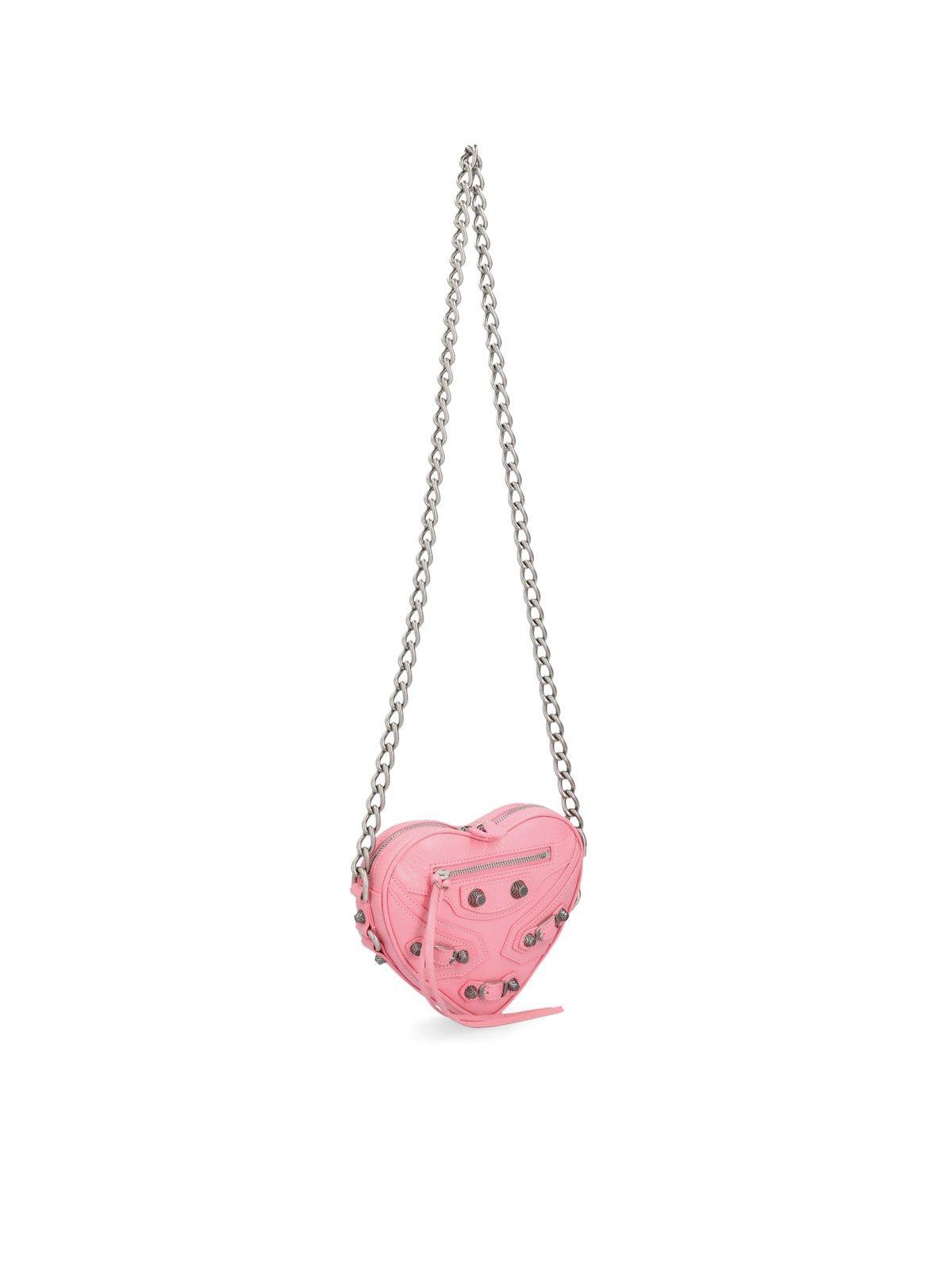 Balenciaga Le Cagole Mini Heart Chain Crossbody Bag