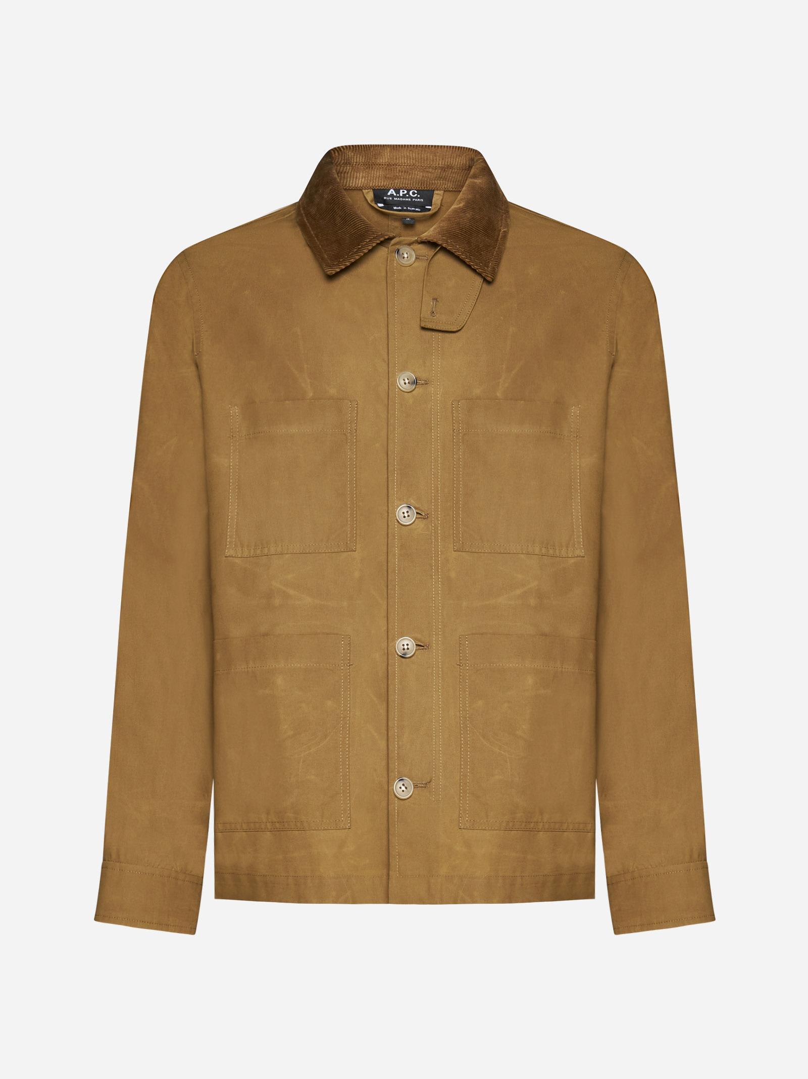A.P.C. Gabriel Waxed Cotton Jacket in Brown for Men Lyst