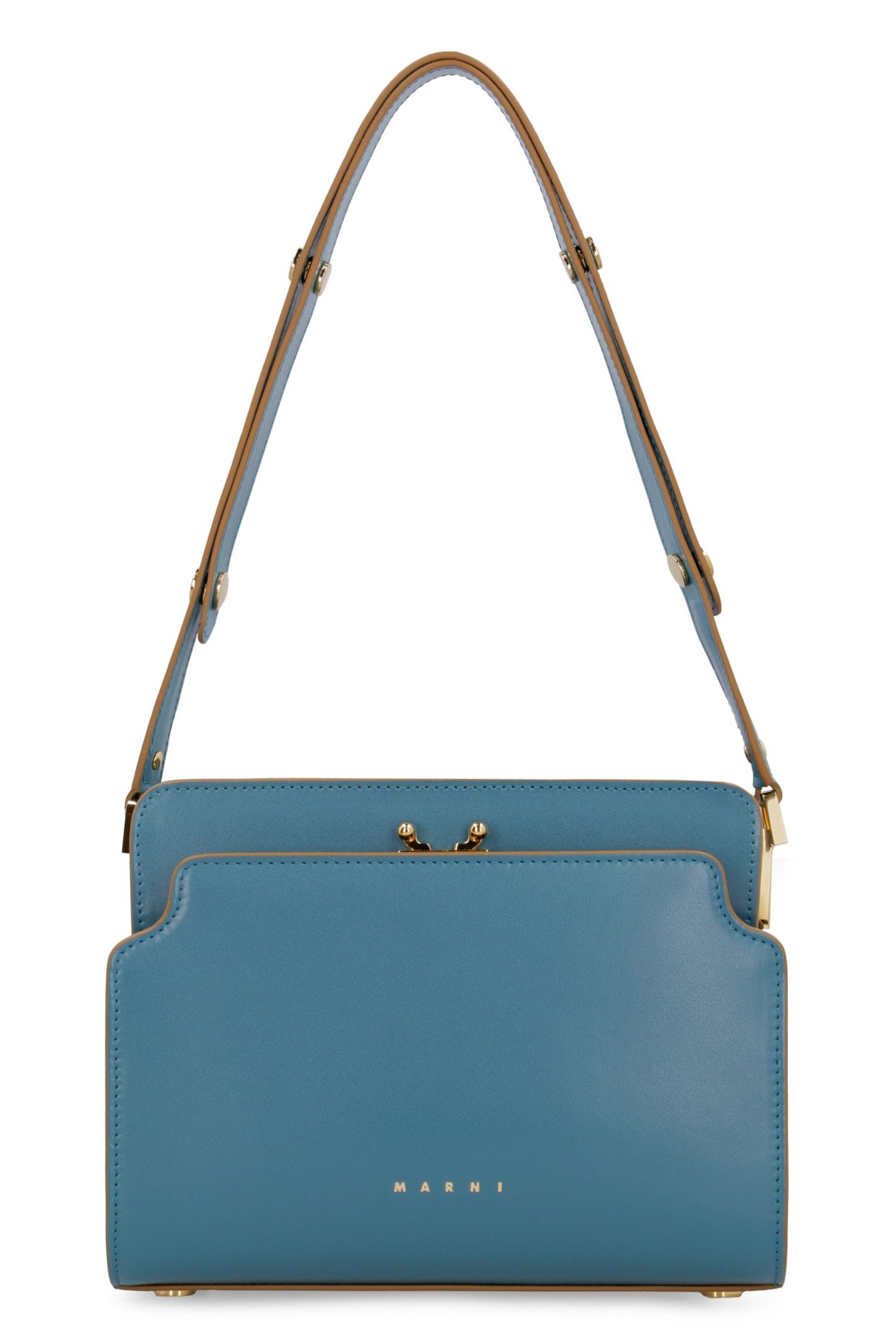 Marni Trunk Reverse Leather Shoulder Bag in Turquoise (Blue) | Lyst