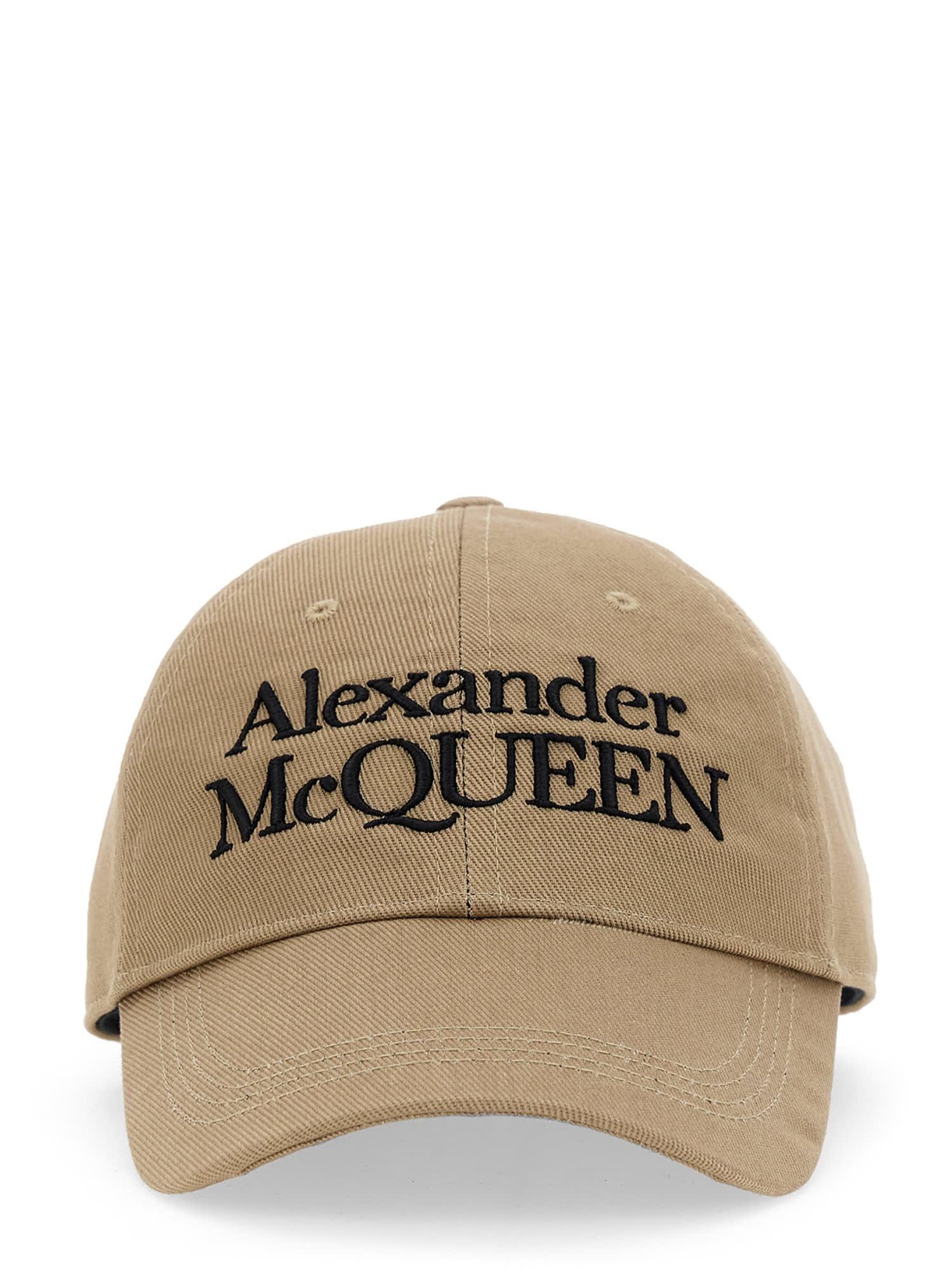 Mens Accessories Hats Natural for Men Alexander McQueen Black Logo-embroidered Cotton Cap in Beige 