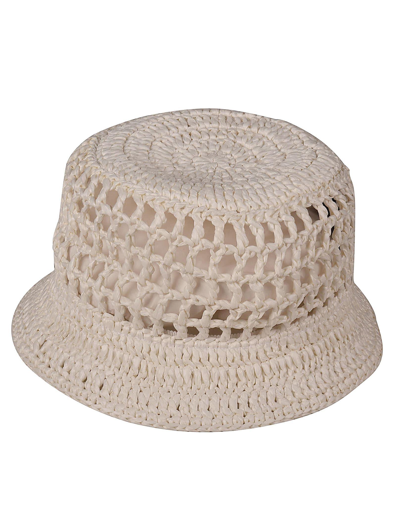 Prada Woven Logo Perforated Bucket Hat 