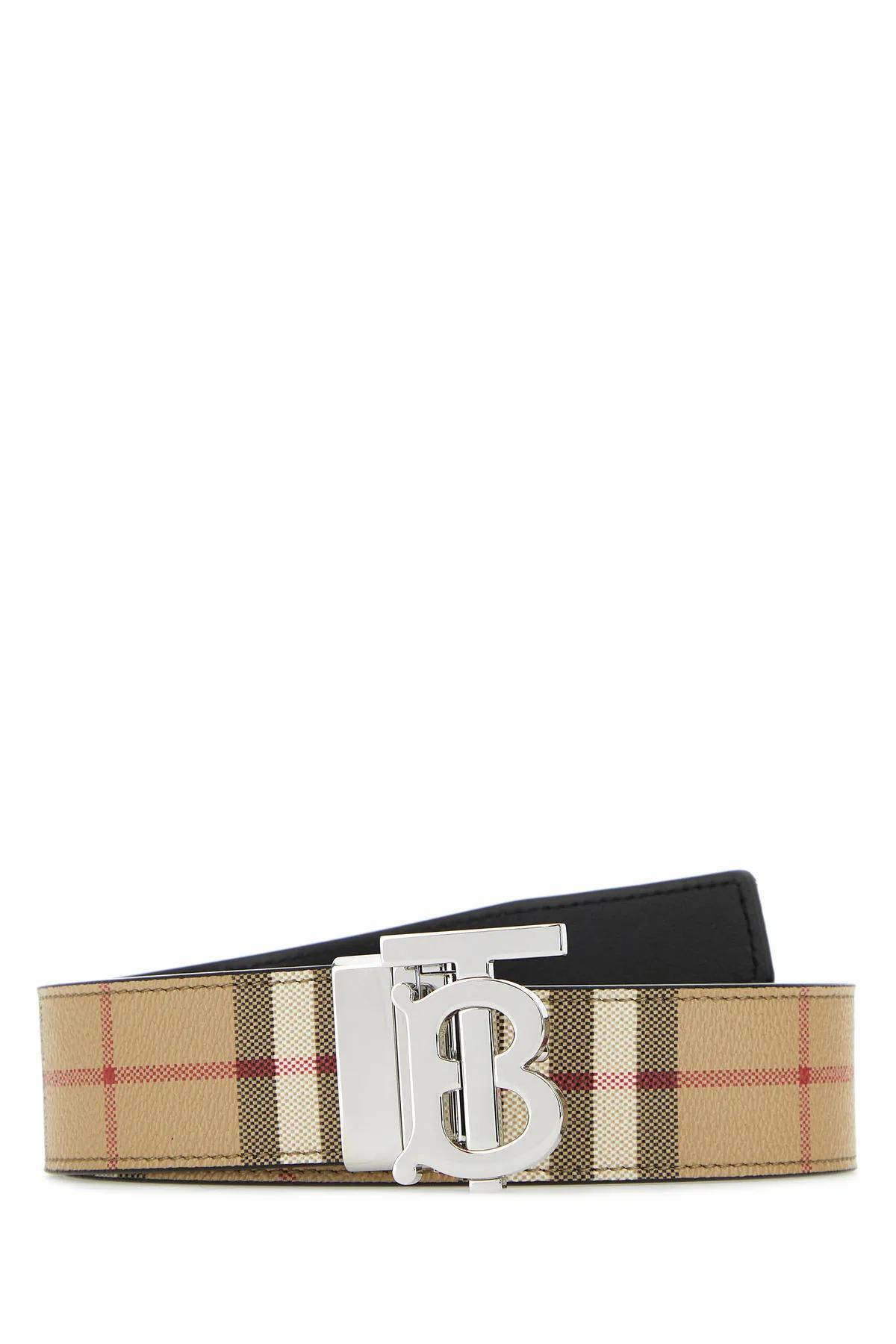 Burberry Vintage Check Reversible Monogram-Buckle Belt - Brown
