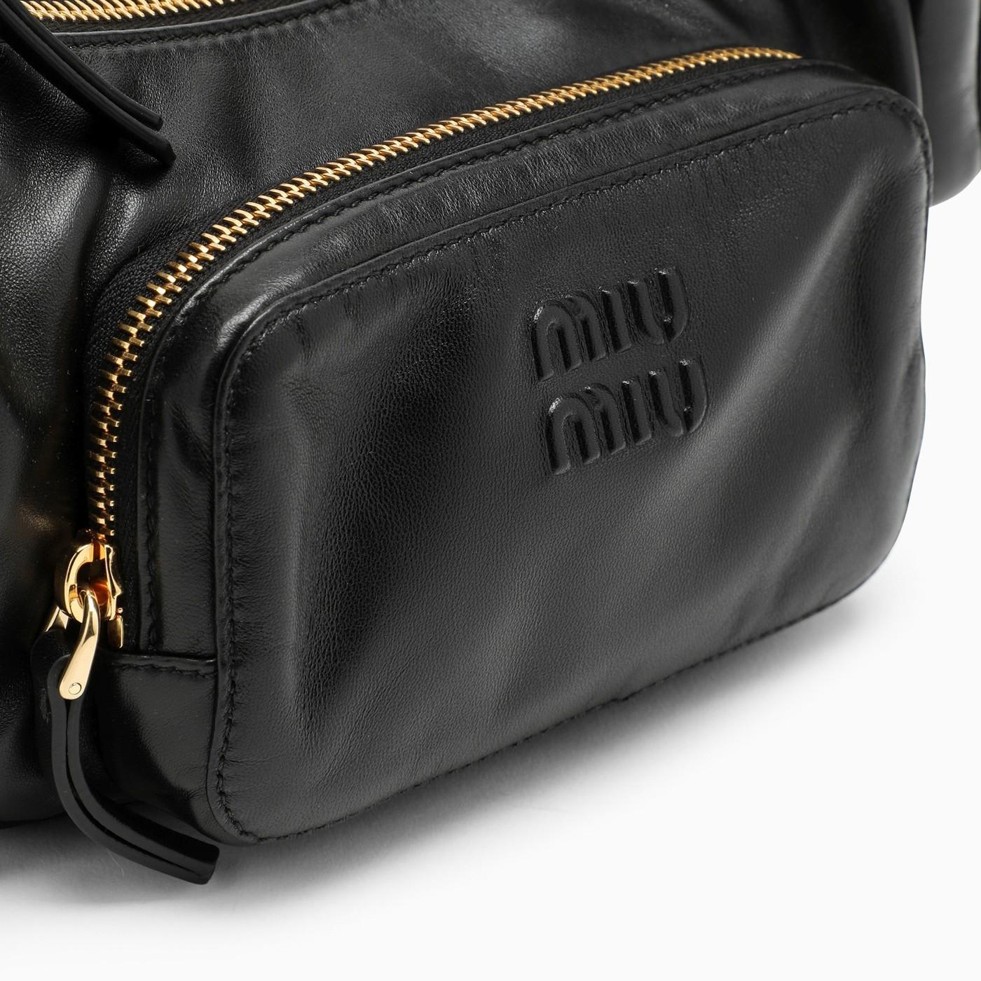 Miu Miu Black Nappa Leather Shoulder Bag framed top huge clutch