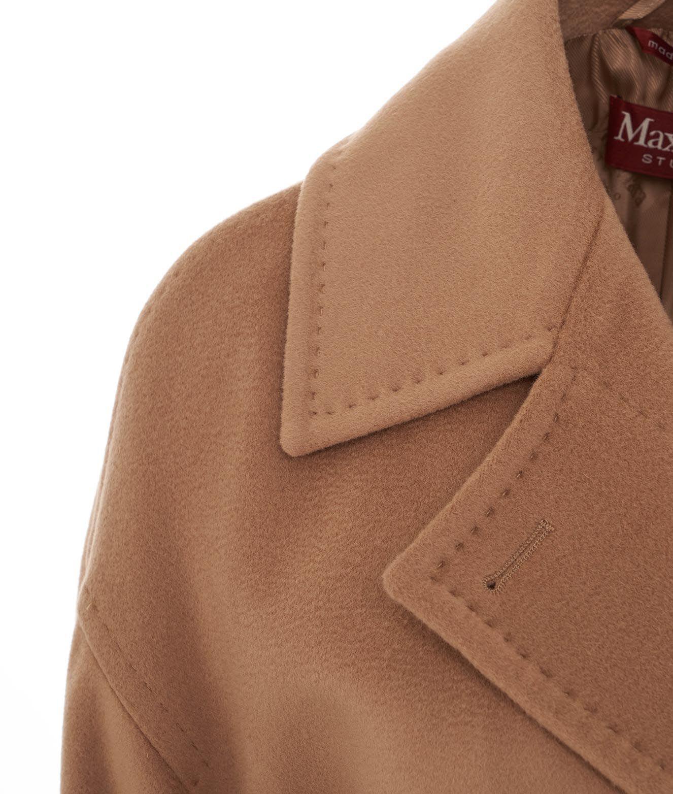 Max Mara Studio Naro Concealed Fastened Coat in Brown | Lyst