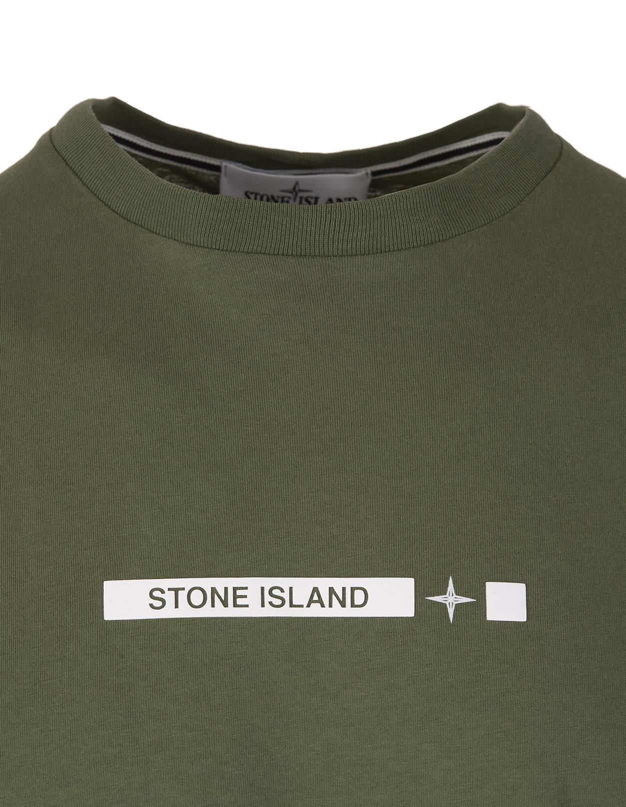 Stone Island Man Green T-shirt With Micro Graphics One Print for Men | Lyst
