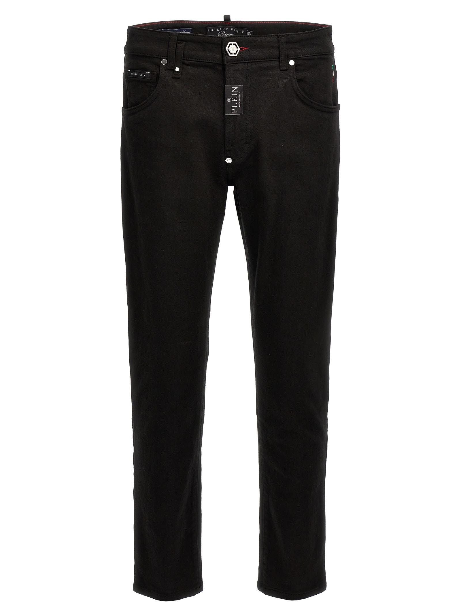 Philipp Plein Logo Embroidery Skinny Jeans Black for Men | Lyst