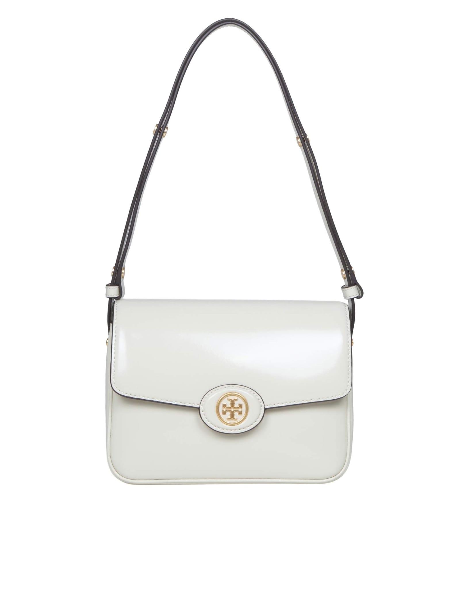 Tory Burch Off White Perforated Leather Robinson Flap Crossbody