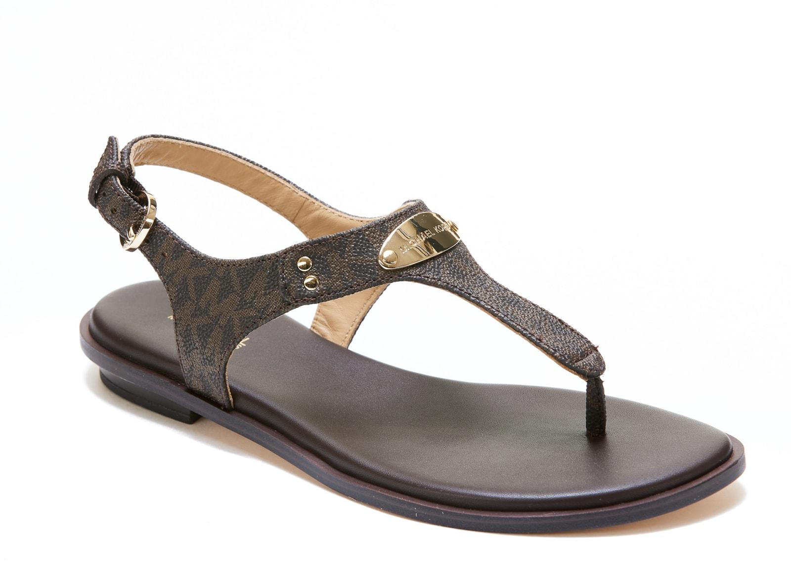 MICHAEL Michael Kors Plate Thong Flat Sandals in Brown | Lyst