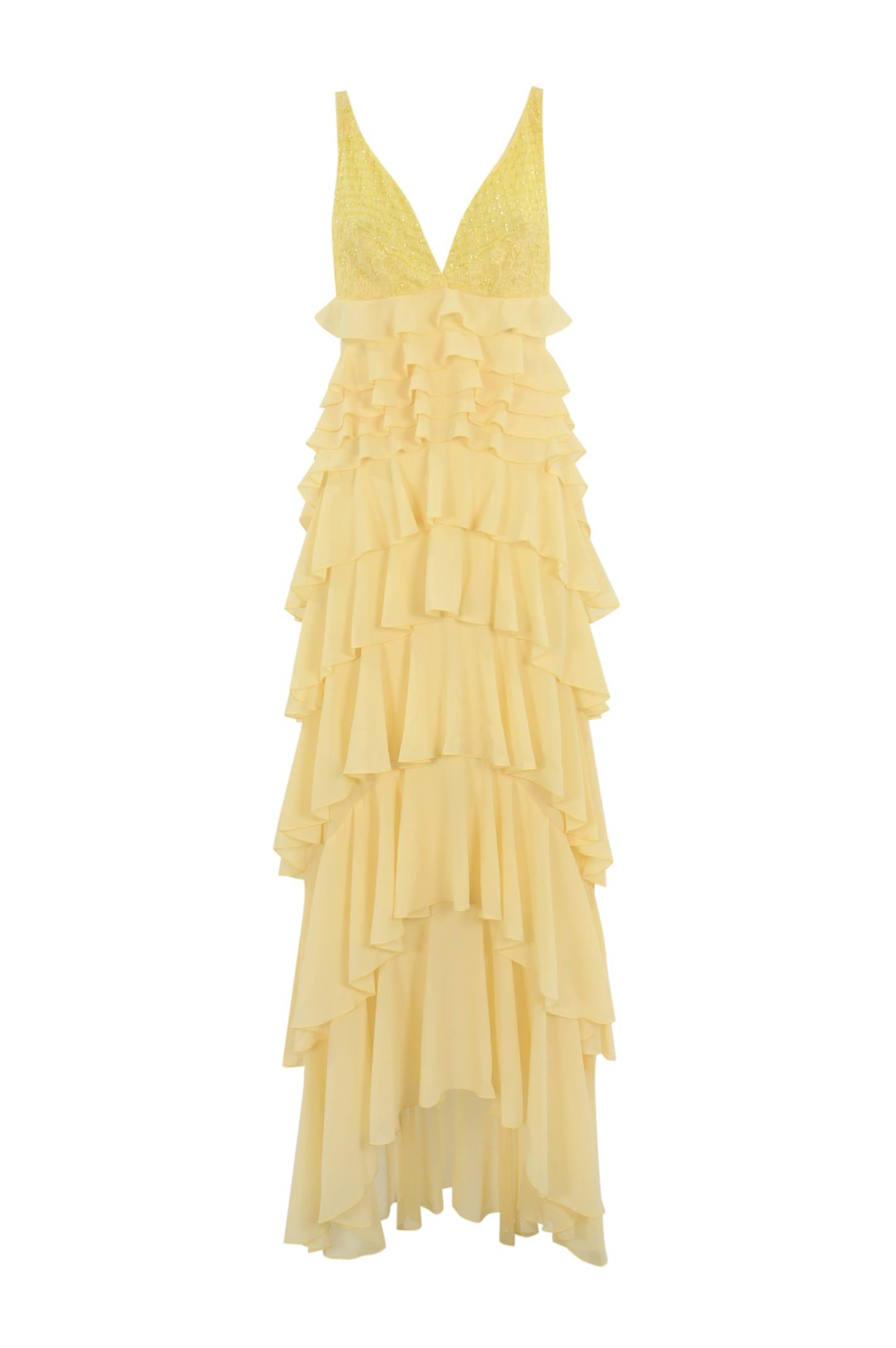 Elisabetta Franchi Carpet Georgette Dress With Ruffles in