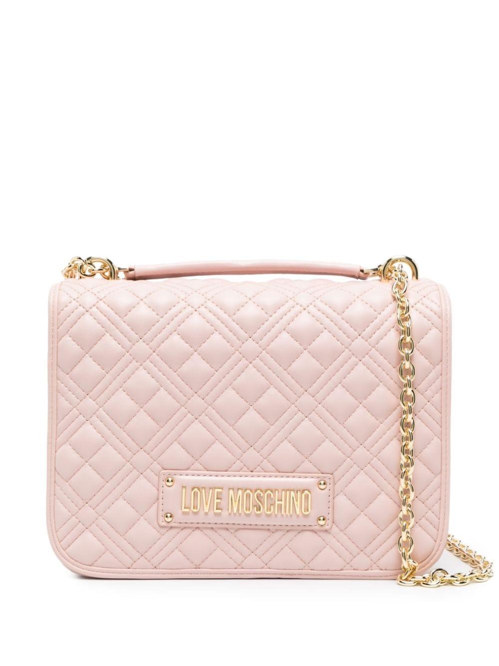 Love Moschino Logo-plaque Quilted Shoulder Bag in Pink | Lyst