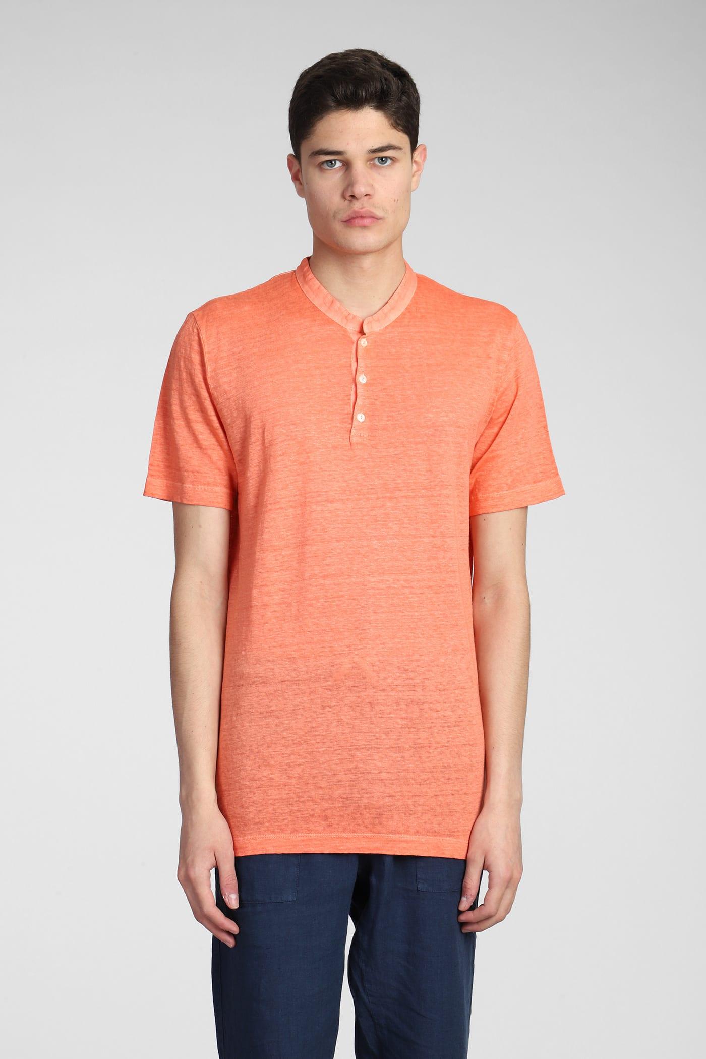 120% Lino Polo In Orange Linen for Men | Lyst
