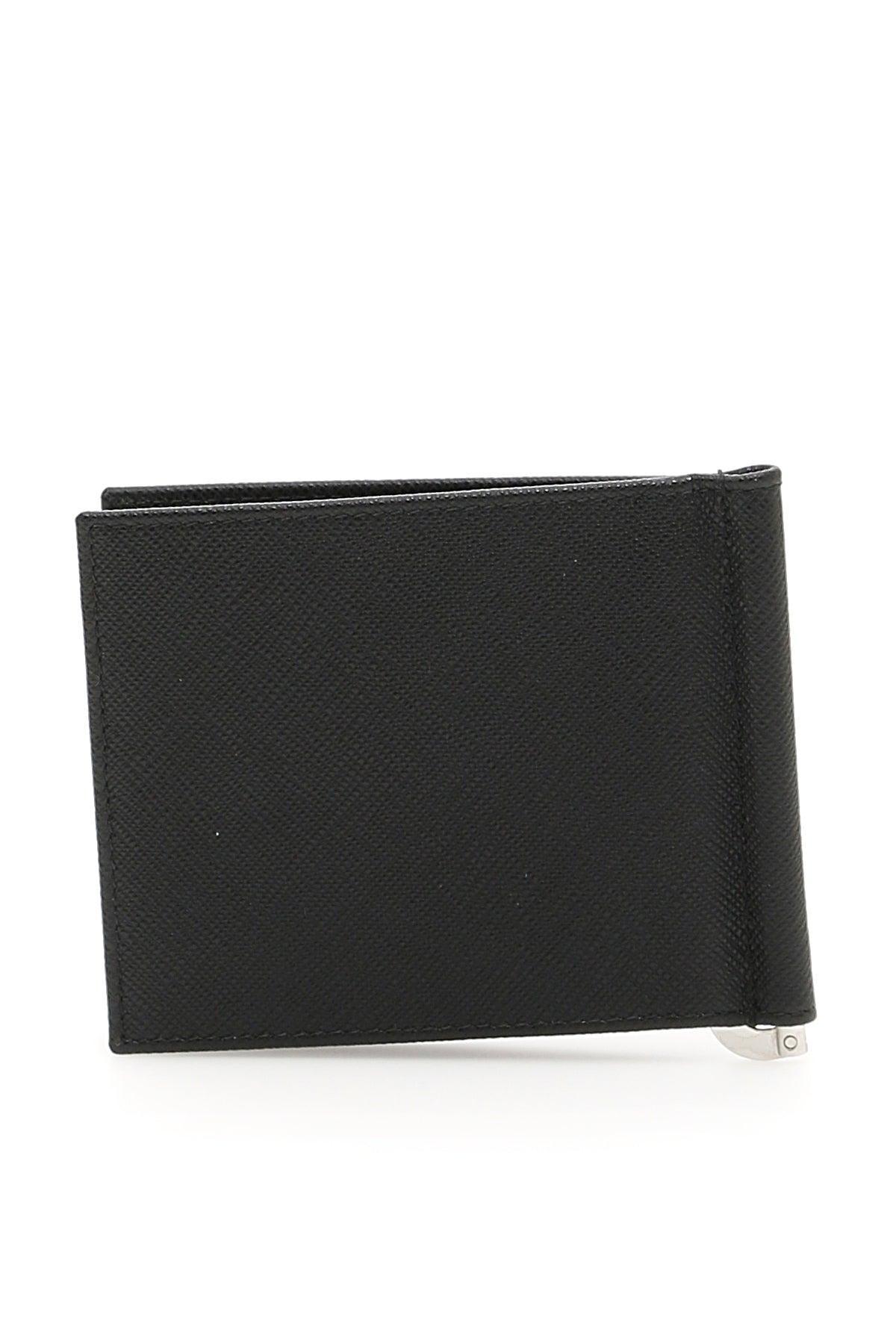 Prada Saffiano Metal Leather Money Clip Bifold Wallet Prada