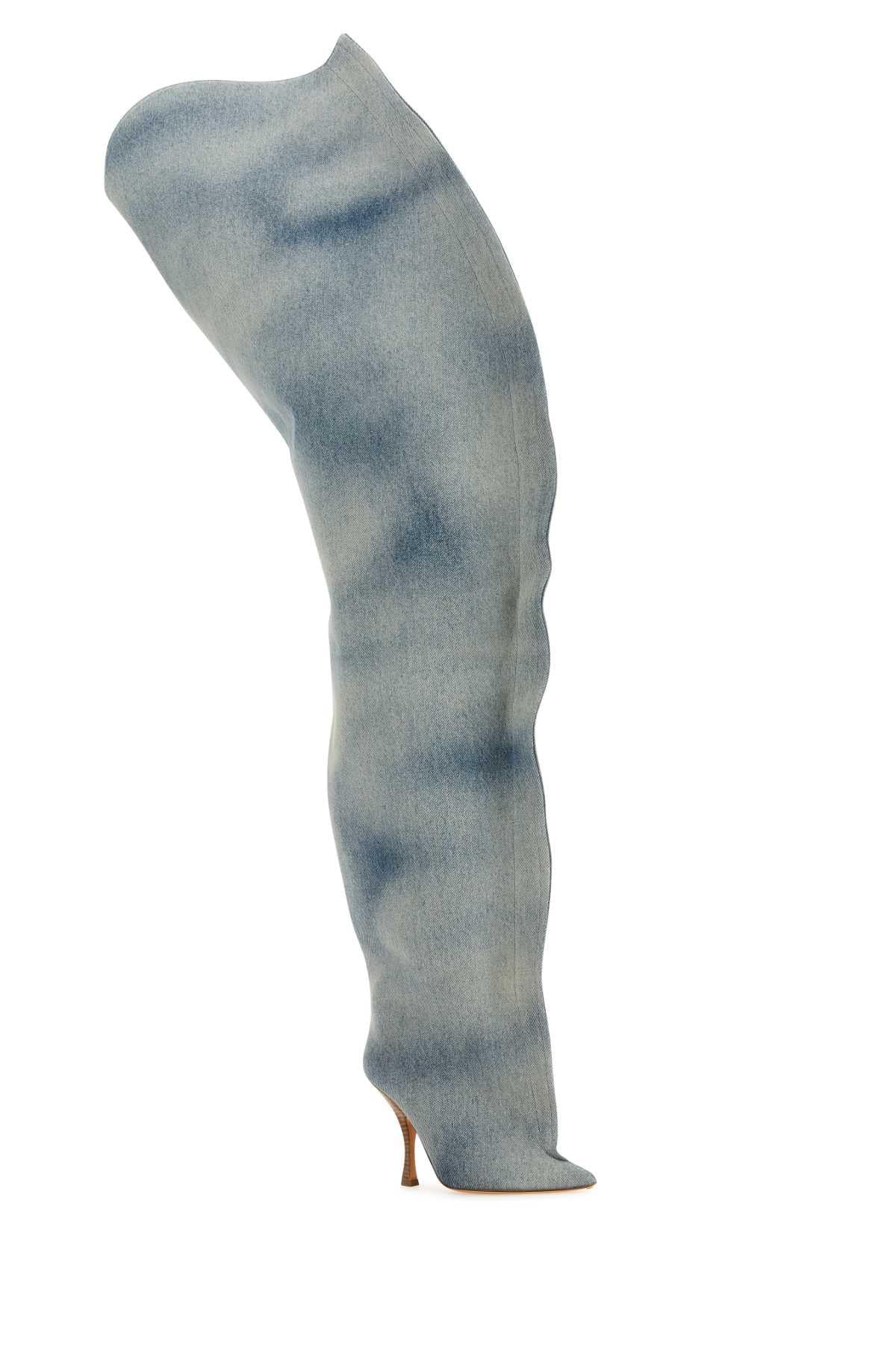 Y. Project Denim Scrunch Over-The-Knee Boots in Blue | Lyst