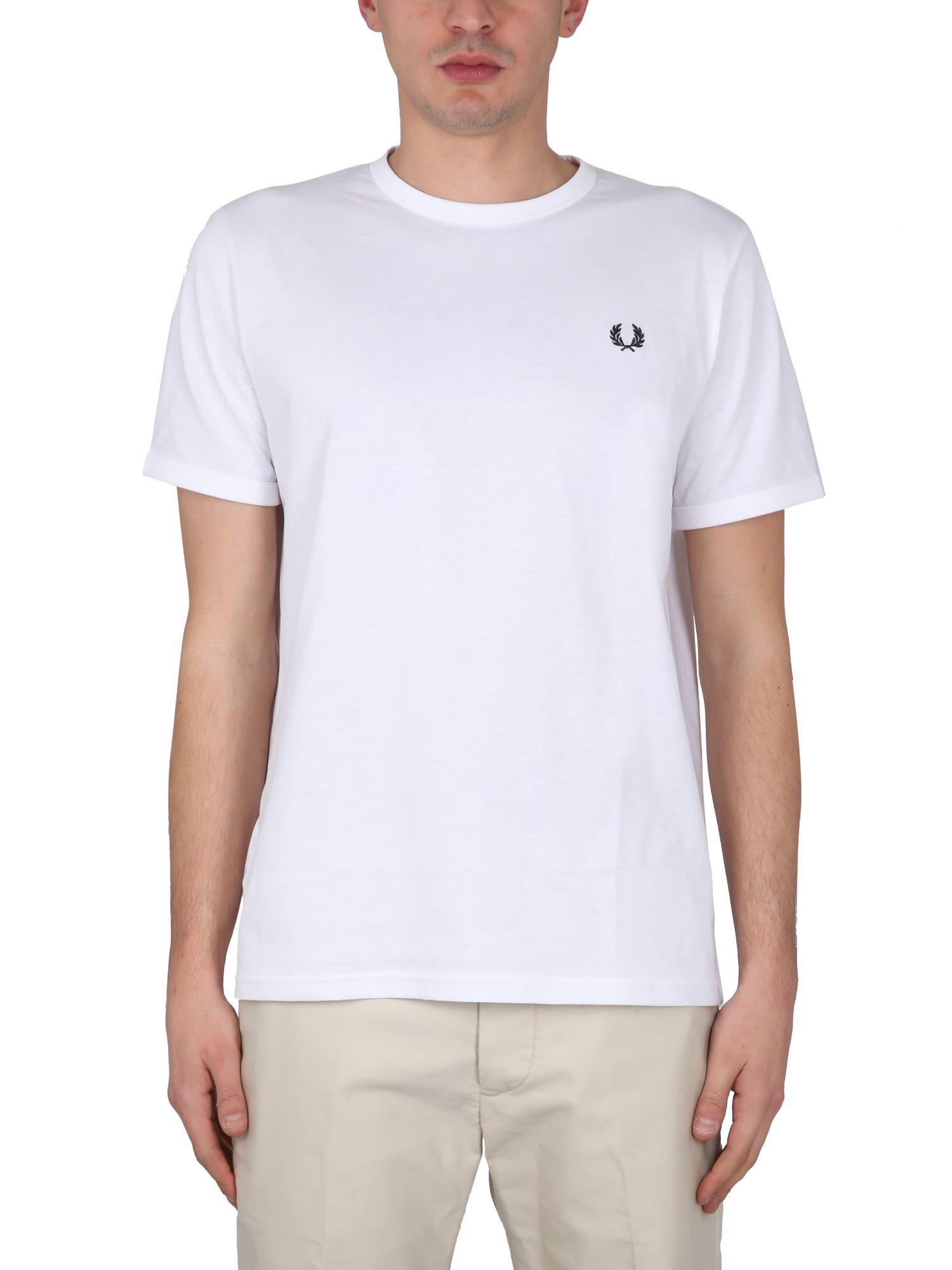 Fred Perry Crewneck T-shirt in White for Men | Lyst