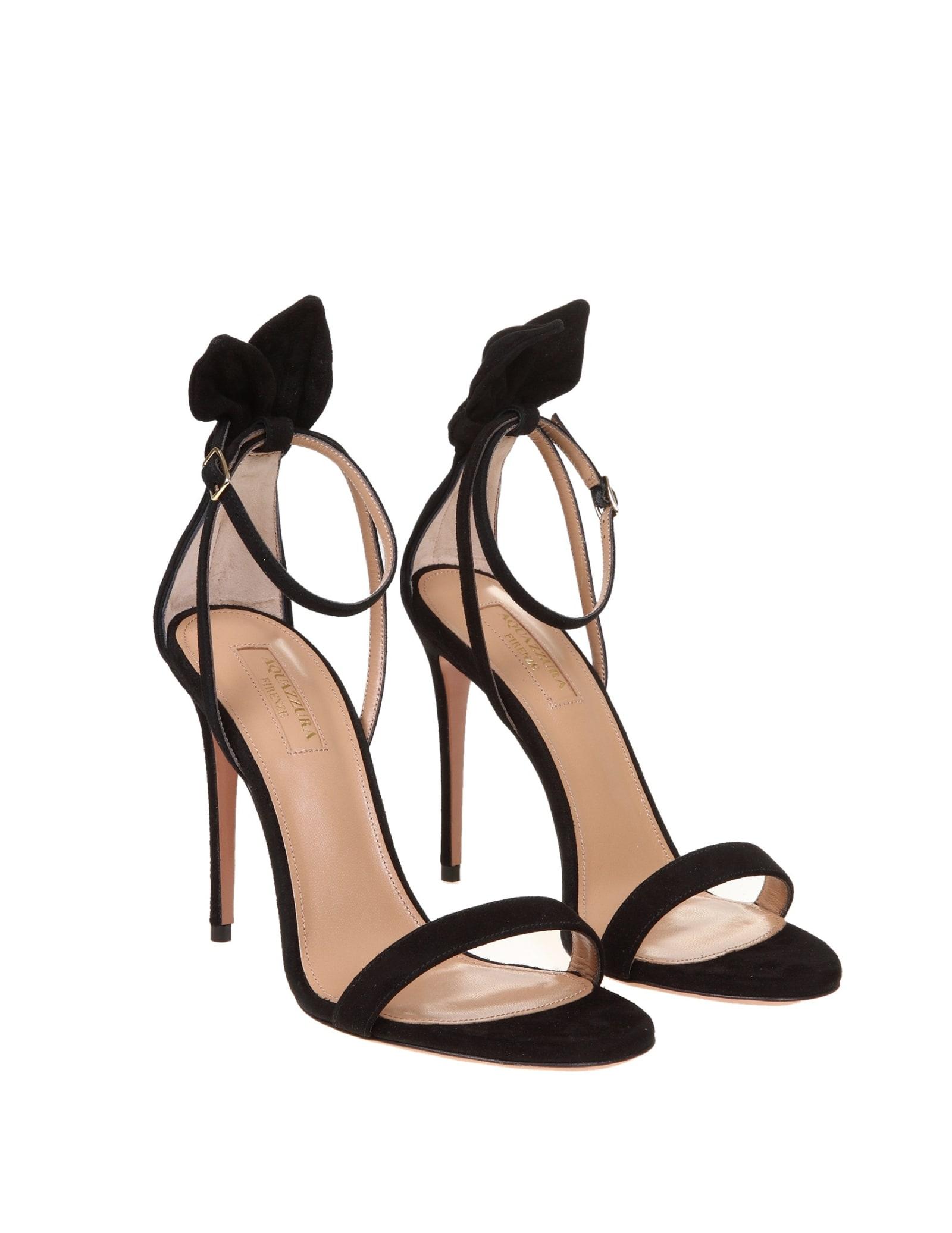 aquazzura bow tie 105 suede sandals
