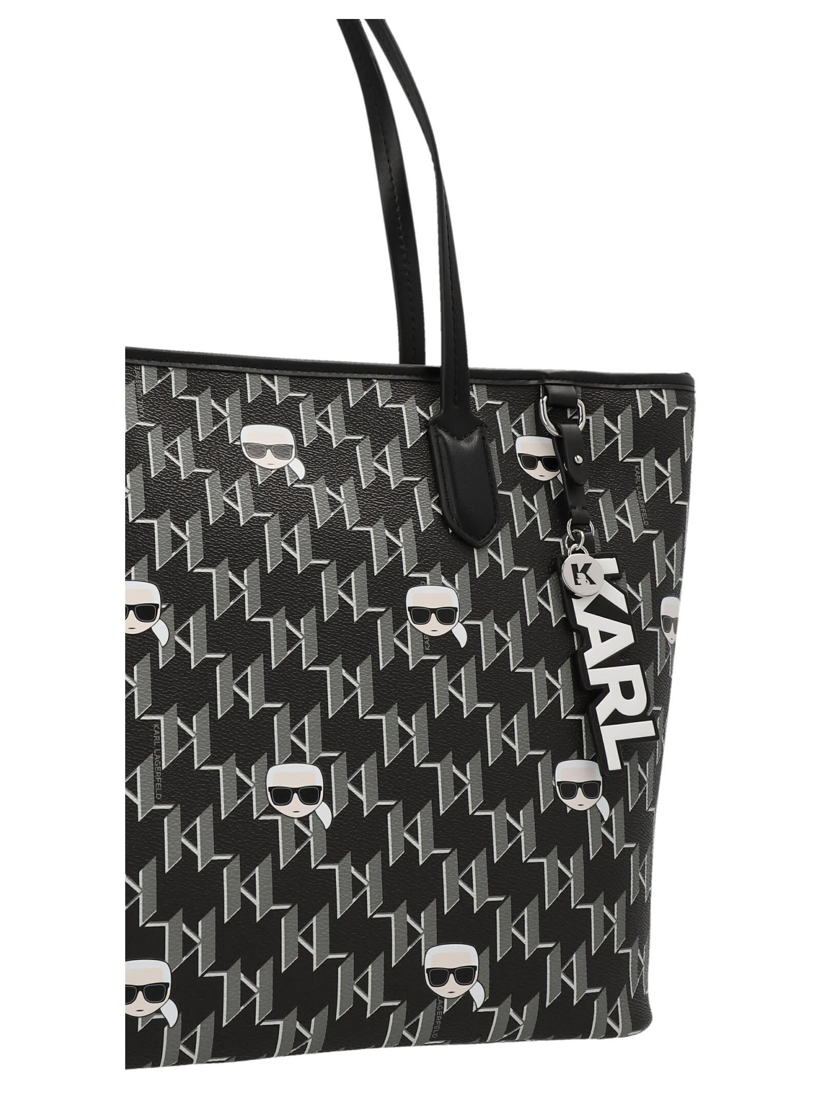 Karl Lagerfeld, K/turnlock Monogram Briefcase, Man, Black, Size: One Size