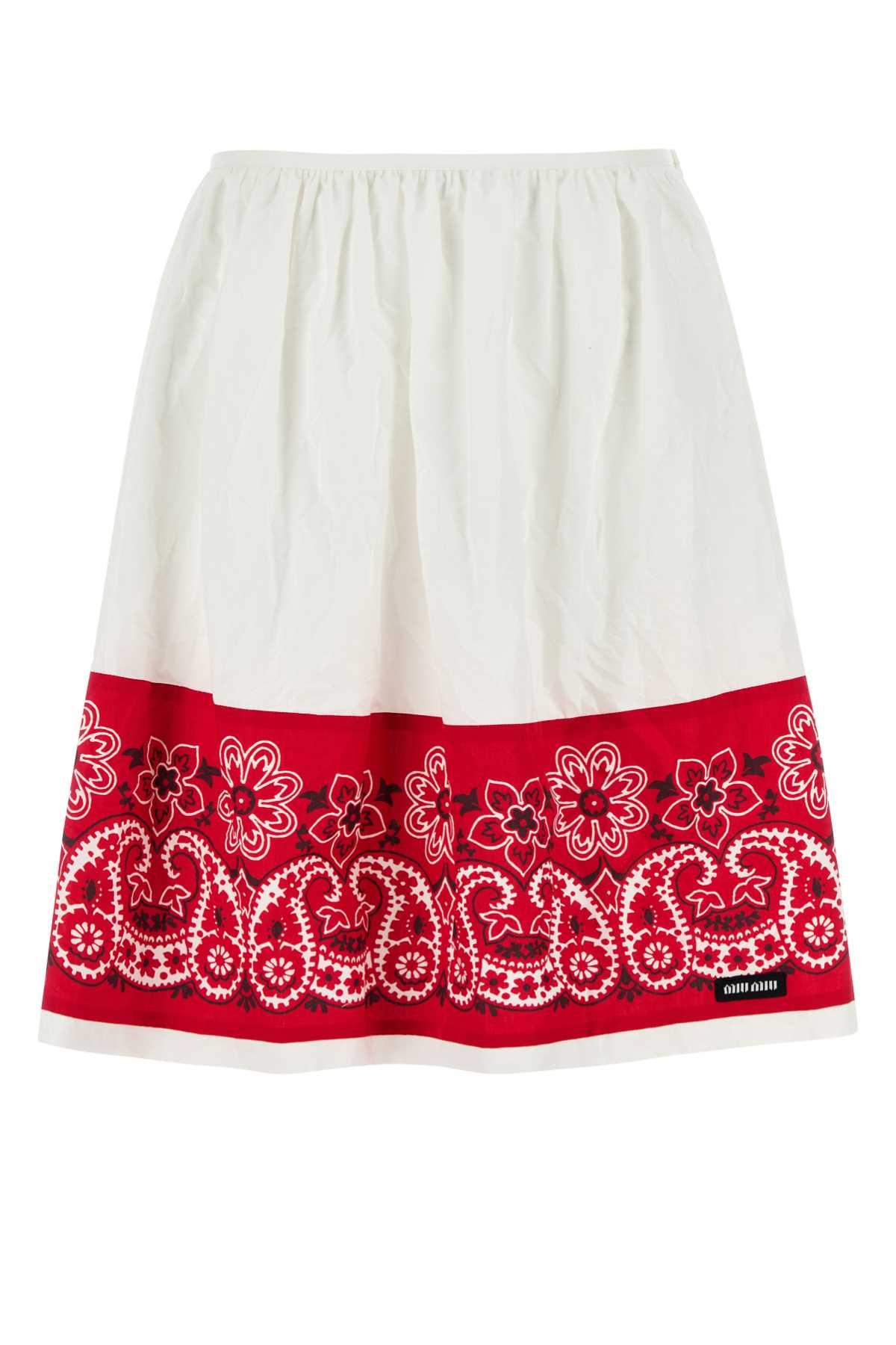 Miu Miu Bandana Printed Cotton Poplin Miniskirt in Red | Lyst