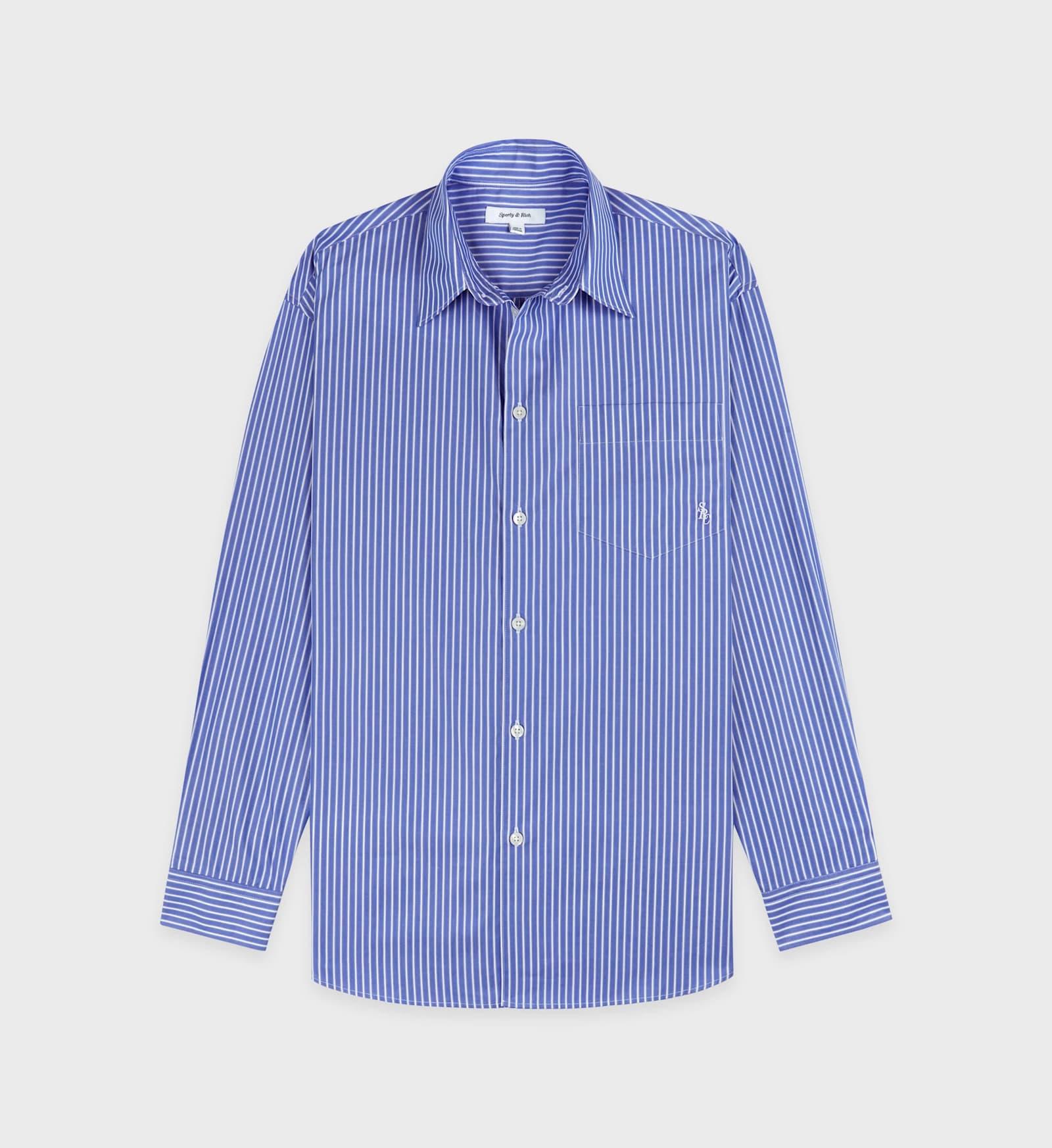 スポーティアンドリッチ SPORTY&RICH 24SS LAppartement取り扱い STRIPE SHIRT シャツ ボタンダウン ストライプ S ネイビー ホワイト /DF スポーティアンドリッチ SPORTY&RICH 24SS LAppartement取り扱い