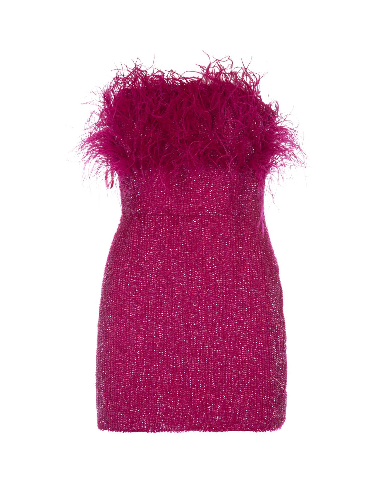retroféte Hot Pink Torin Sequin Feather Dress | Lyst