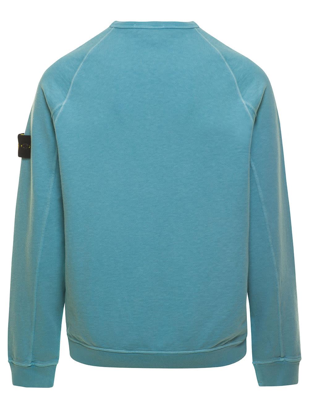 Stone Island Light E Crewneck Sweatshirt With Logo Patch In Cotton Man in  Blue for Men | Lyst