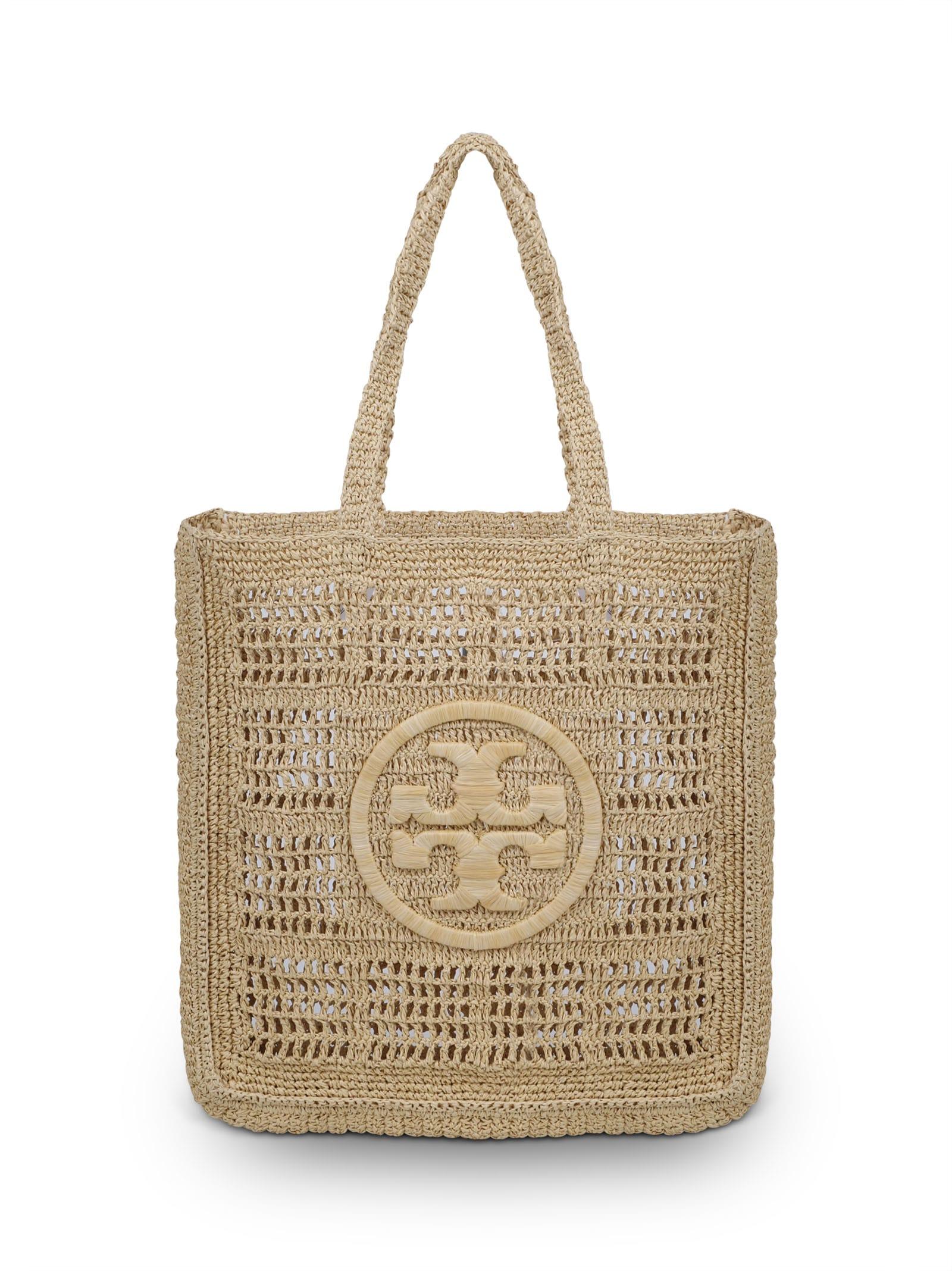 Tory Burch Ella Logo embroidered Crochet Tote Bag in Natural Lyst