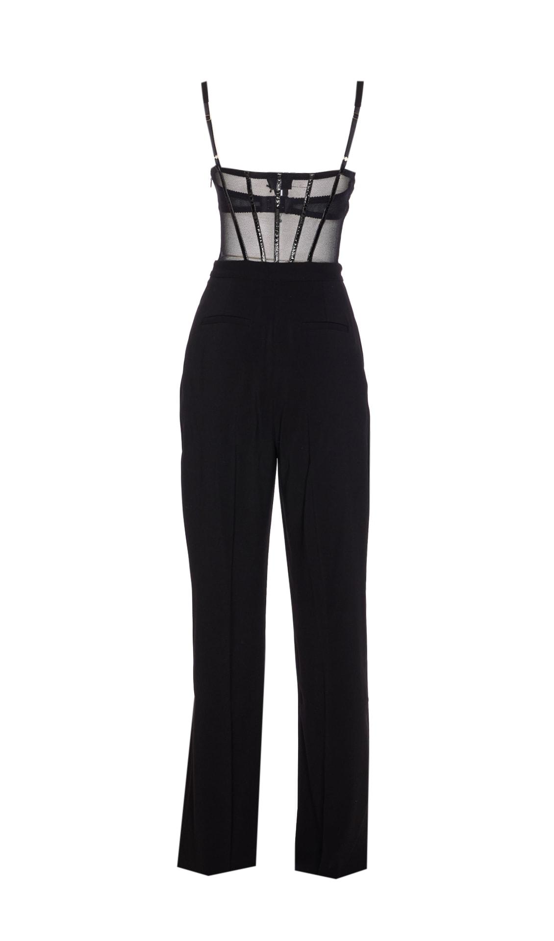 ワンピース ELISABETTA FRANCHI Strapless jumpsuit with waist belt Nero Elisabetta Franchi Strapless Jumpsuit With Waist Belt In