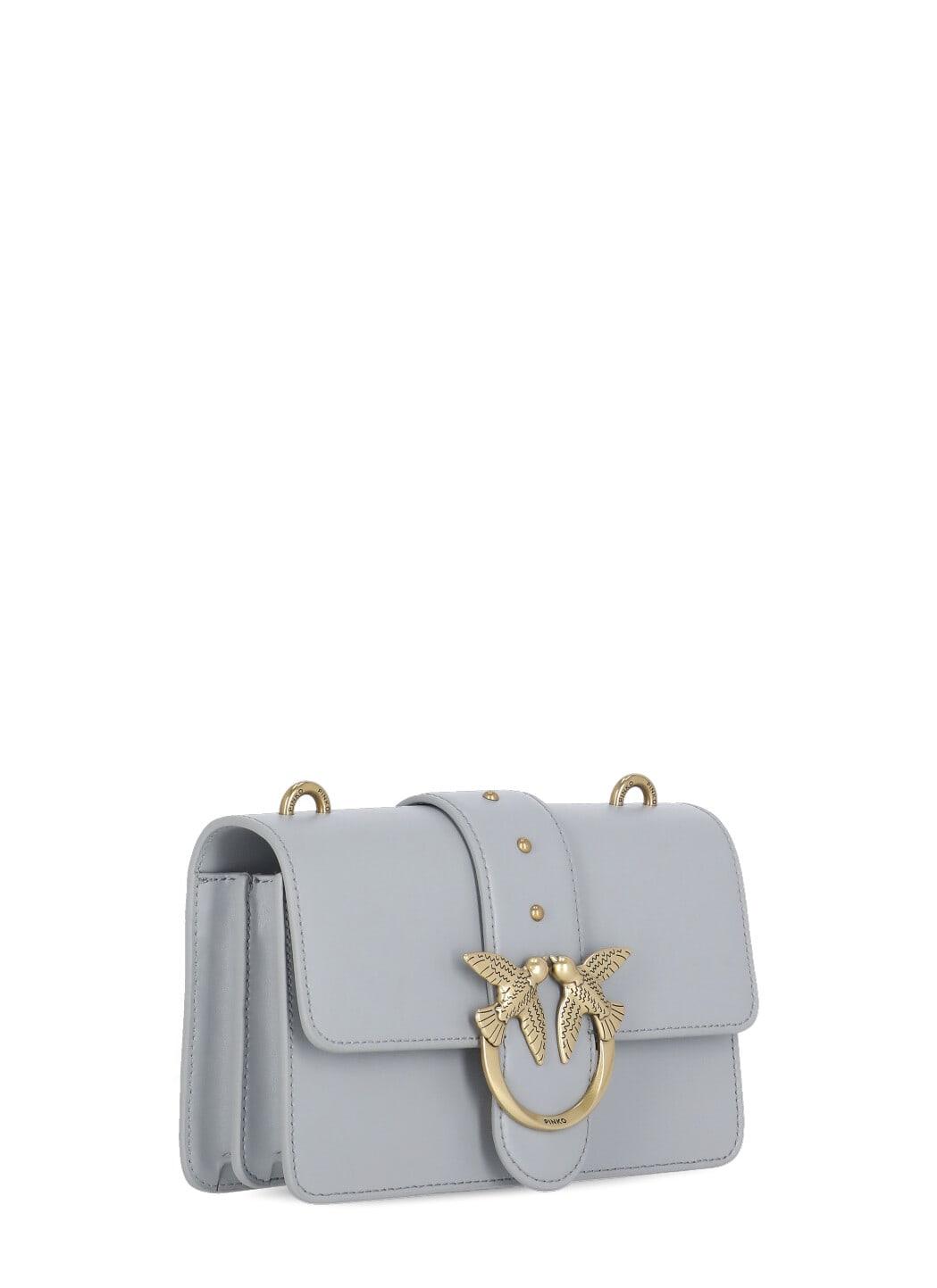 Pinko Leather Love Icon Simply Shoulder Bag in Grey (White) - Save 10% |  Lyst