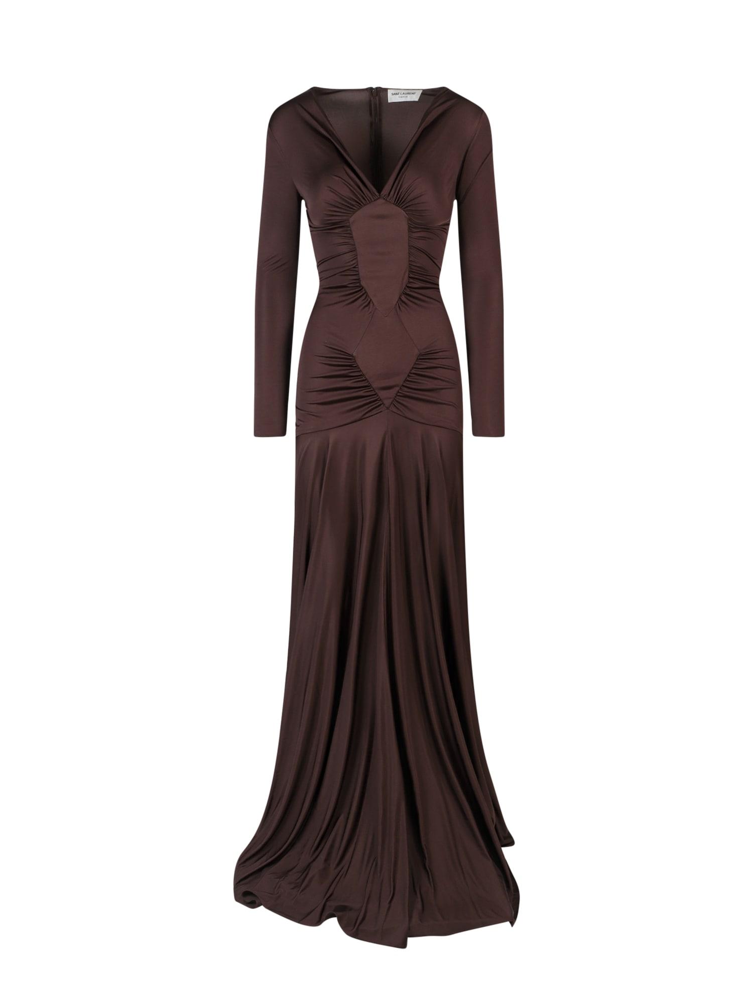 Saint Laurent Dress in Brown | Lyst UK