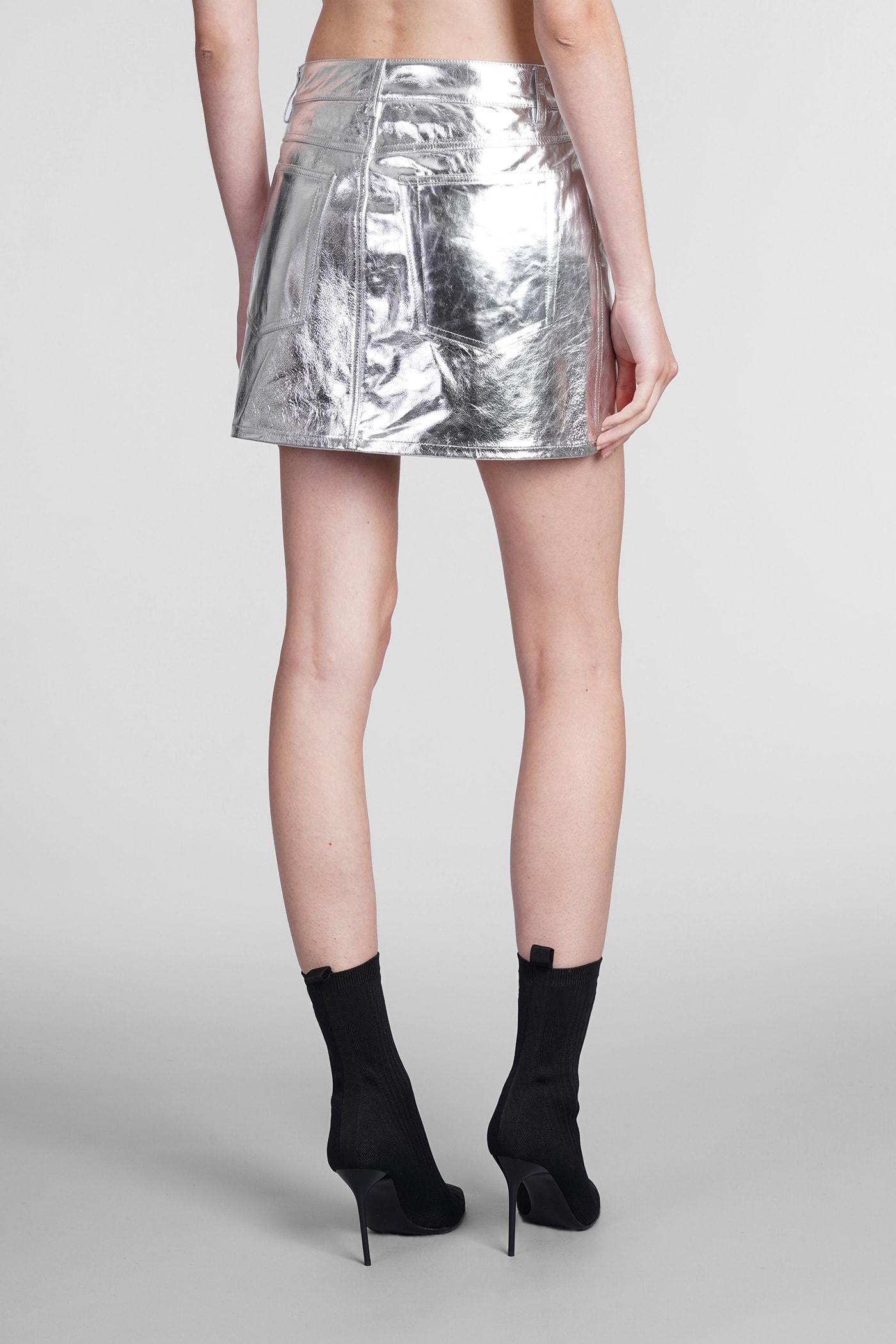 Helmut Lang Skirt In Silver Leather in Metallic | Lyst