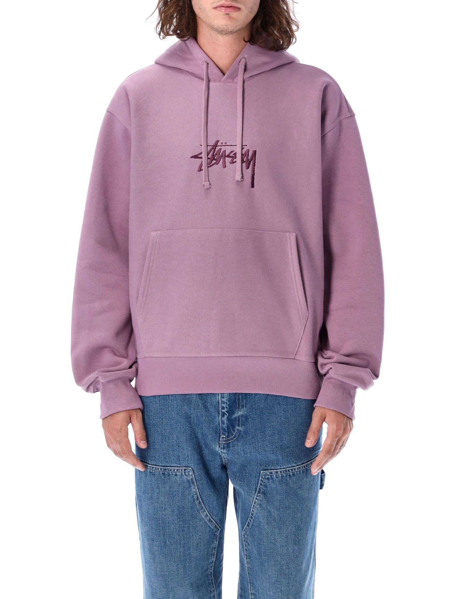 Stussy Stock Logo Embroidery Hoodie in Purple for Men | Lyst