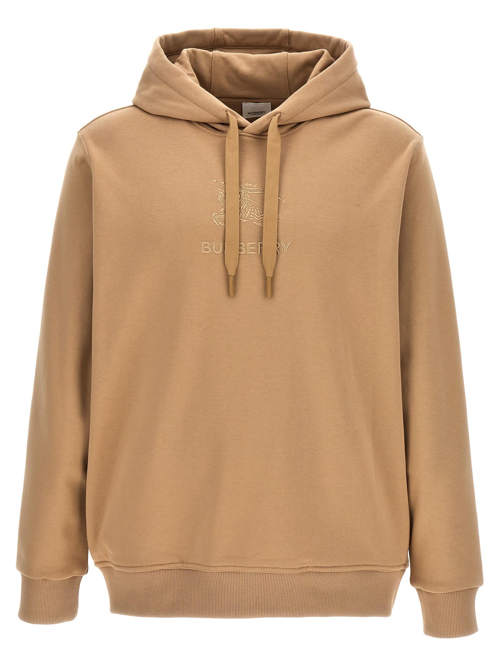 Burberry Logo Embroidery Hoodie Sweatshirt in Natural for Men | Lyst