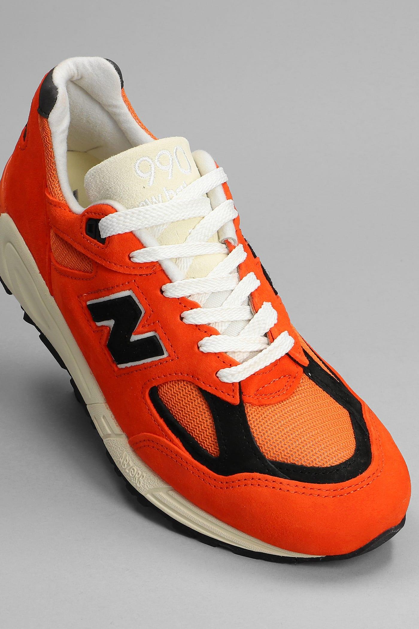 New Balance 990 Sneakers In Orange Suede And Fabric for Men | Lyst