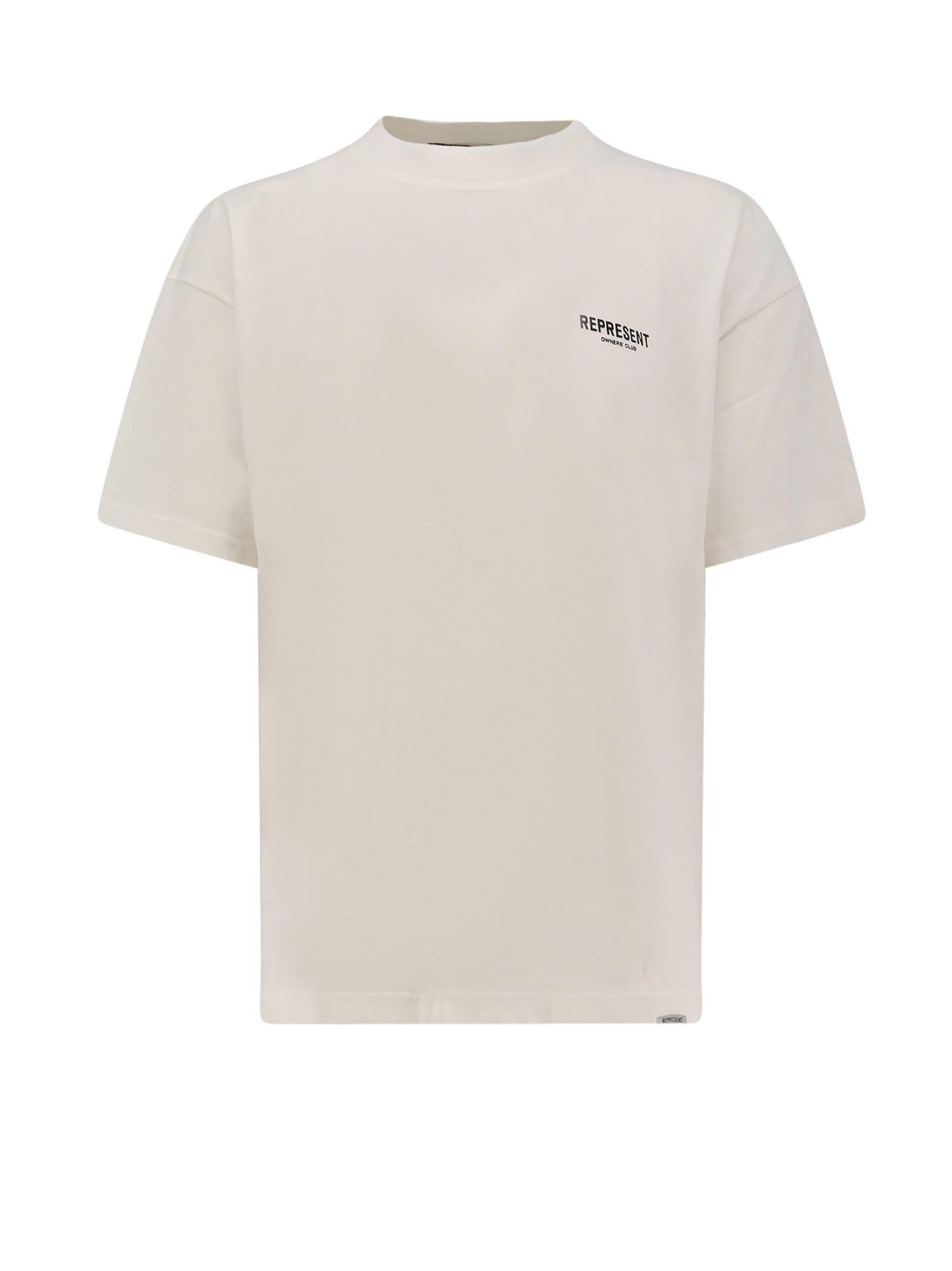 REPRESENT｜SHORT-SLEEVED ROUND NECK T-SHIRTS (M05149 143 Keys to the Club T-Shirt | Flat White | REPRESENT